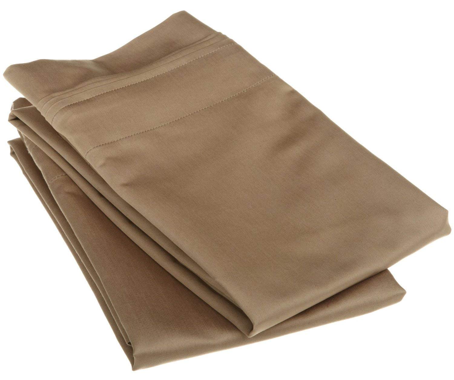 Premium 1500 Thread Count Egyptian Cotton Pillowcase Set - King Size Taupe - Luxury Bedding for Hotel-Style Comfort & Breathable Sleep