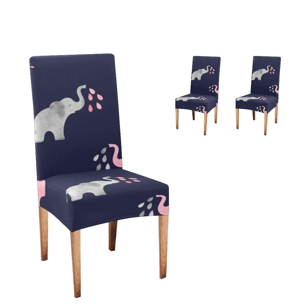 Elegant Indian African Elephant Print Dining Chair Covers - Set of 2 Stretchable Slipcovers for Home Decor, Wedding & Party Events - Perfect for Living Room, Restaurant & Special Occasions