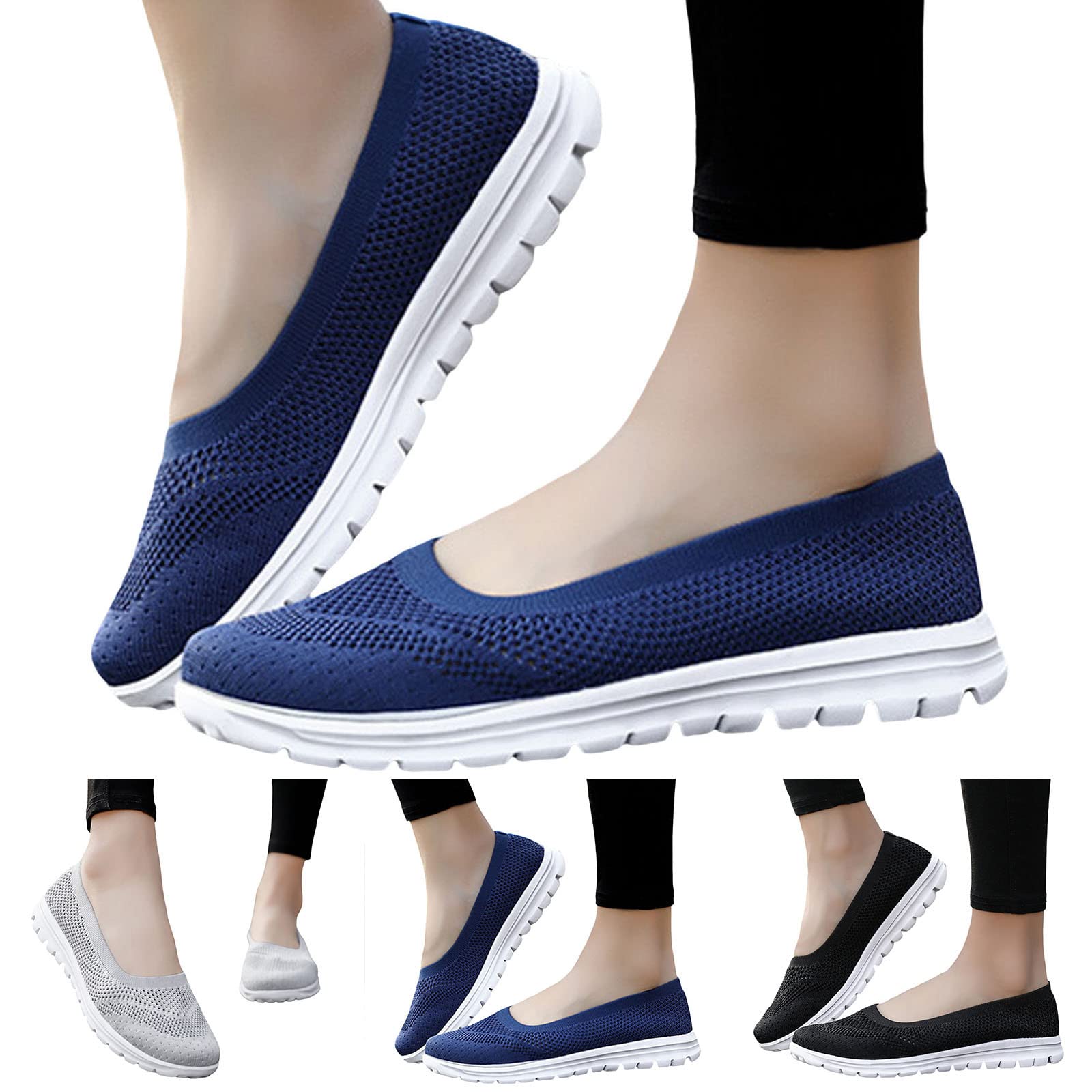 Women's Breathable Mesh Casual Shoes - Comfortable Summer Fashion Sneakers with New Pattern Design (Black, Size 7) | Perfect for Walking, Travel & Everyday Wear