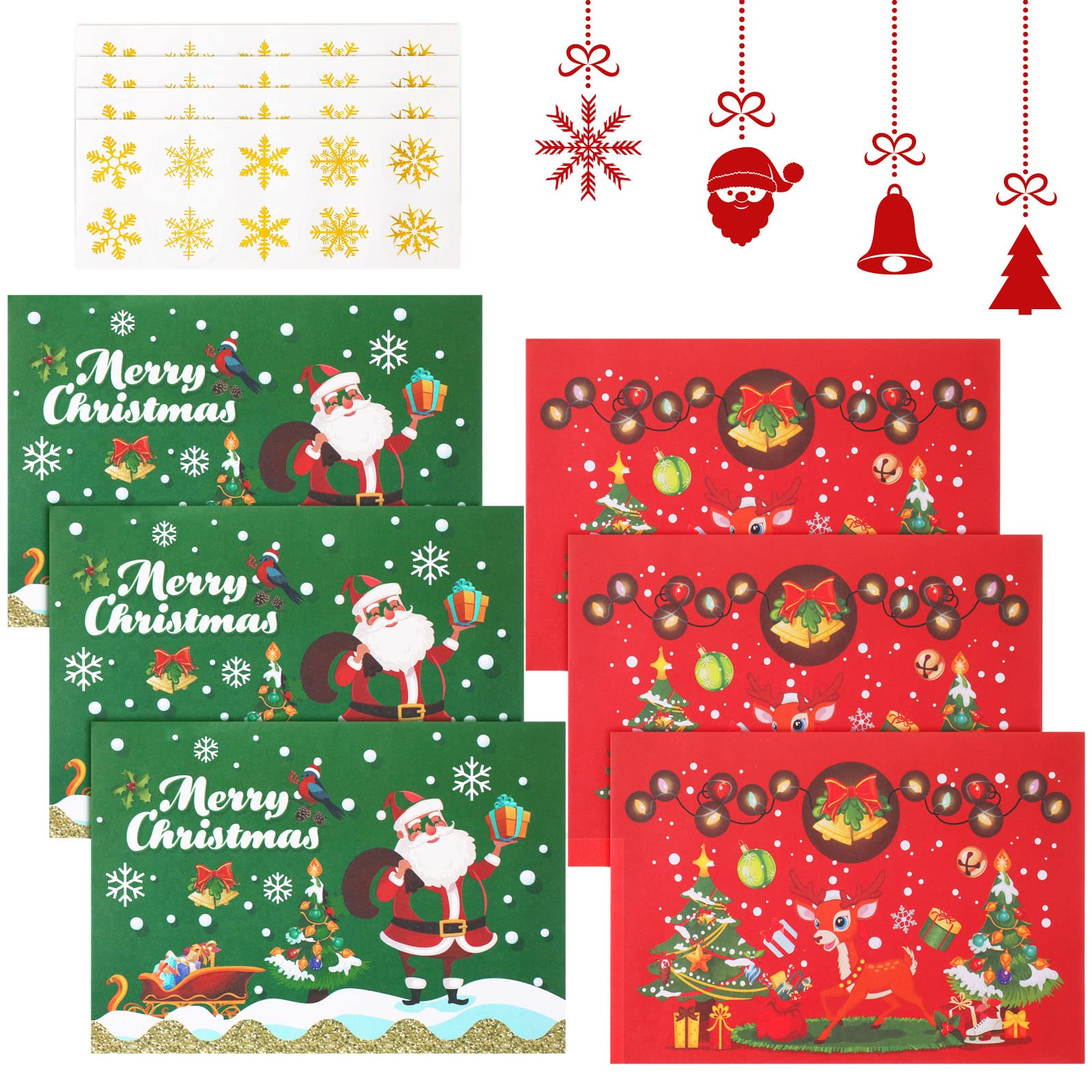 30-Piece Christmas Envelopes Set - Red & Green Mini Holiday Envelopes with Snowflake Stickers for Xmas Cards, Party Favors, Invitations, Business Notes - Perfect for Holiday Greetings, Gift Cards & Office Correspondence
