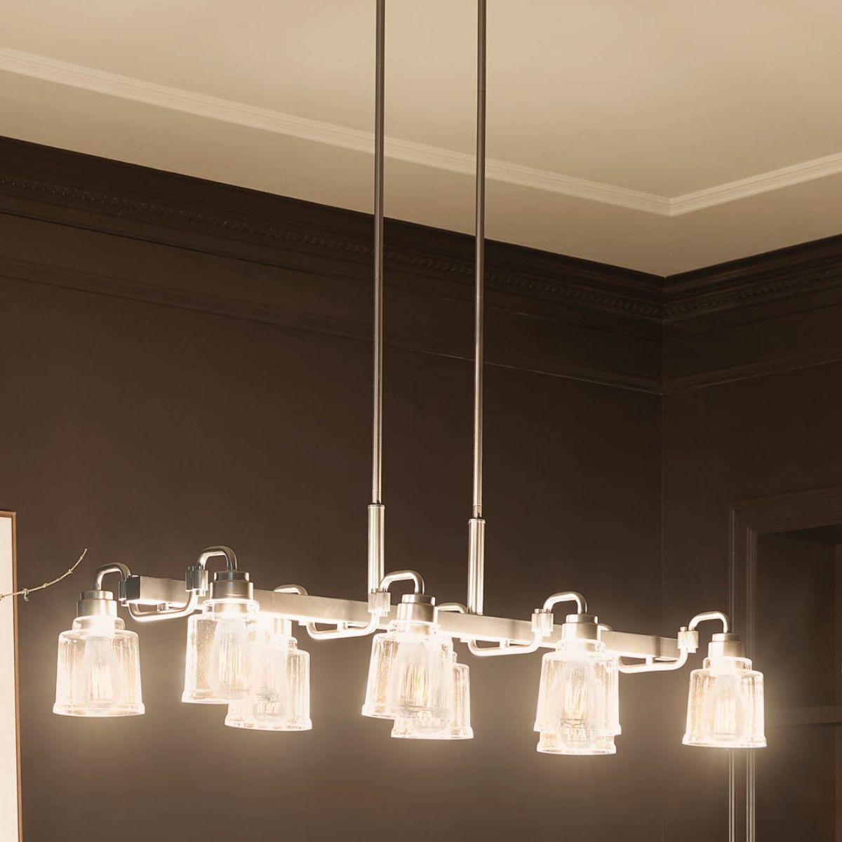 Aivian 42-Inch 8-Light Linear Chandelier - Modern LED Crystal Pendant Lighting Fixture for Dining Room, Kitchen Island, and Living Room