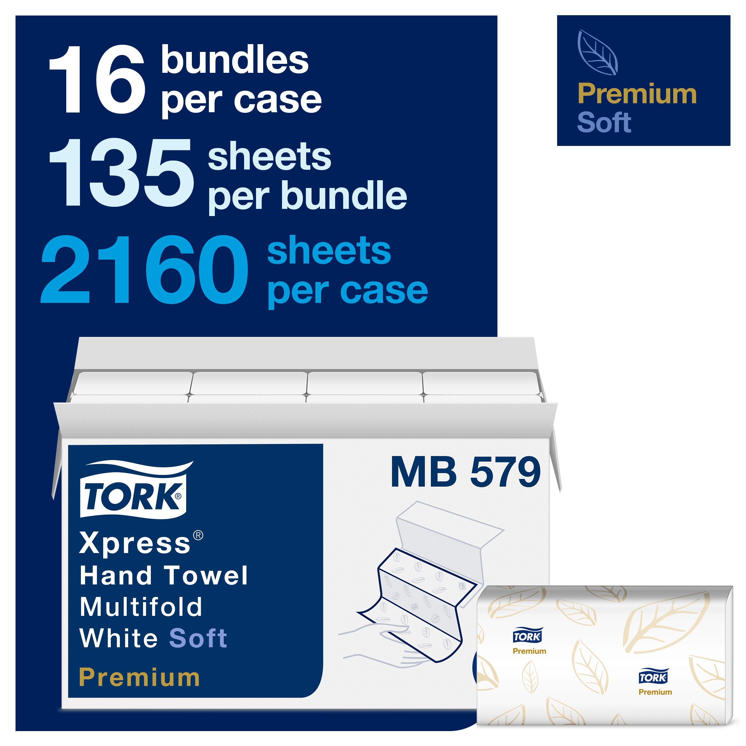 Tork Xpress Soft Multifold Hand Towels - White with Blue Leaf Print & Natural H2 - Premium Commercial Paper Towels for Restaurants, Offices, and Public Restrooms