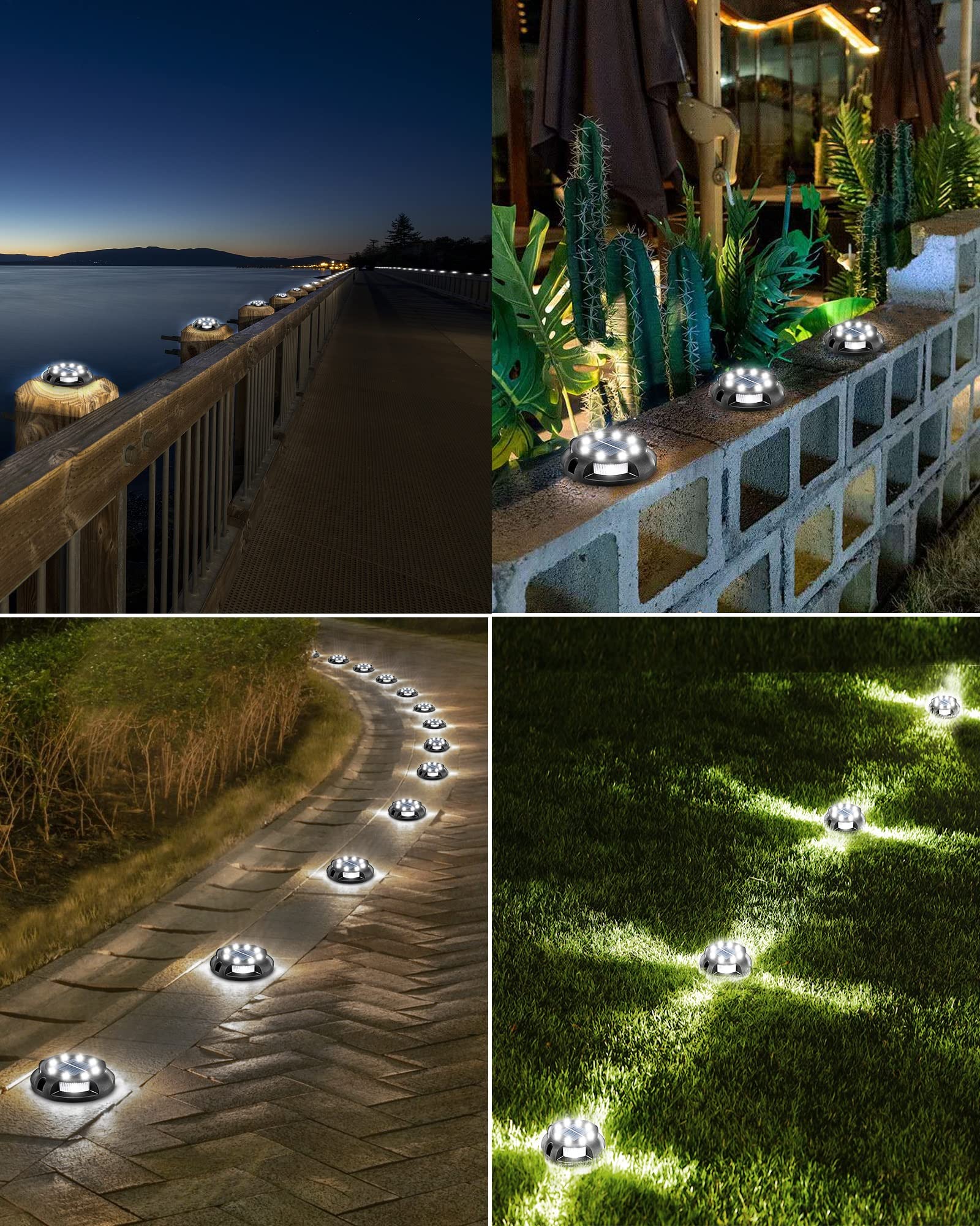 Biling Solar Outdoor Lights - 12 Pack Waterproof LED Landscape Lighting for Yard, Garden, Walkway, Deck, Poolside | Bright Uplight & Sidelight | White Solar Powered Lights for Pathway, Patio, Driveway, Backyard Decoration