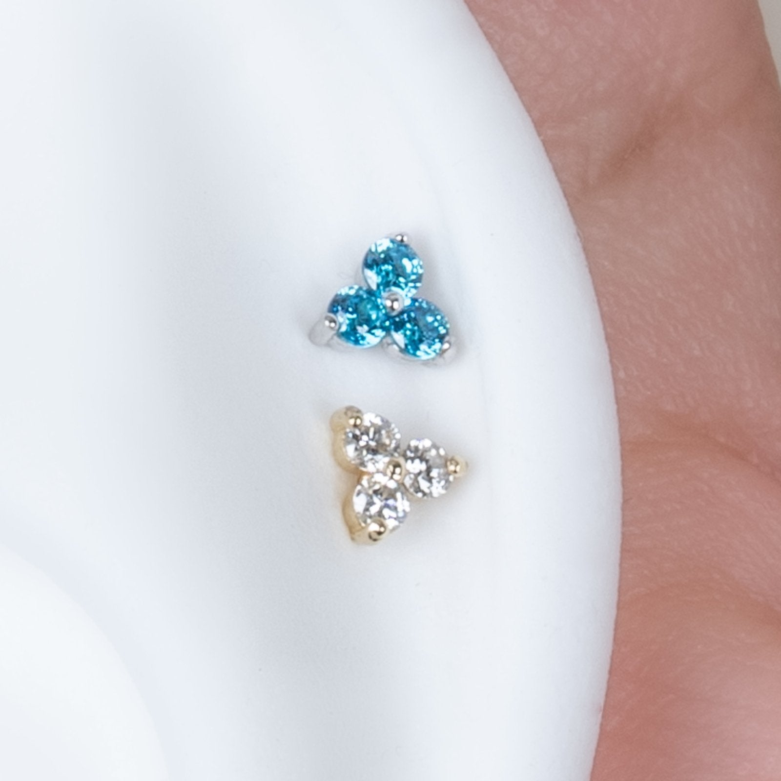 14K White Gold Aquamarine Trinity Cluster Stud Earrings for Women – Elegant Jewelry for Weddings, Parties & Special Occasions