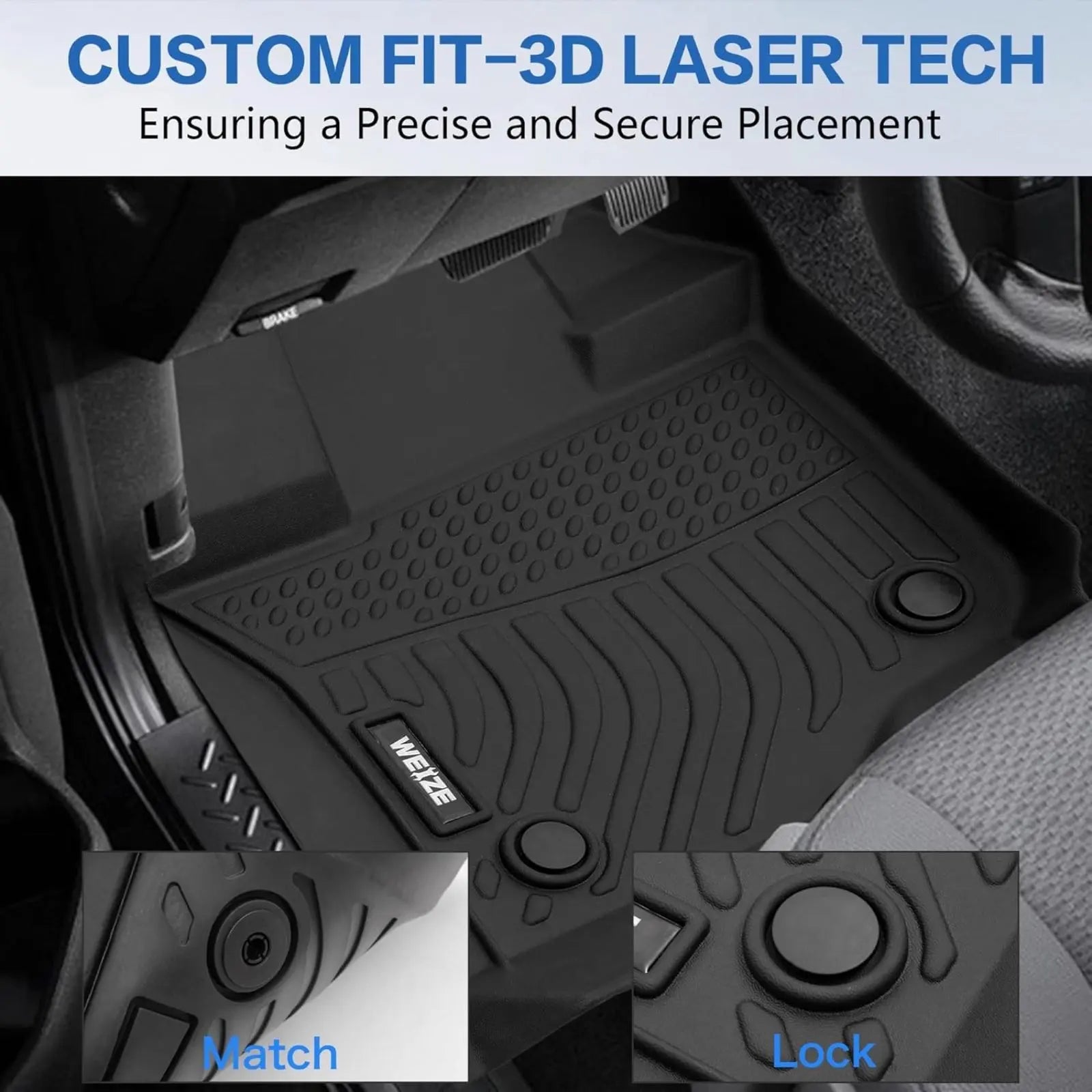 WEIZE All-Weather TPE Floor Mats for Ford F-150 & F-150 Lightning SuperCrew Cab 2015-2024 - 1st & 2nd Row Seat Liners, Black | Heavy Duty Protection for Mud, Snow & Spills | Perfect for Off-Roading, Work Trucks & Family Adventures