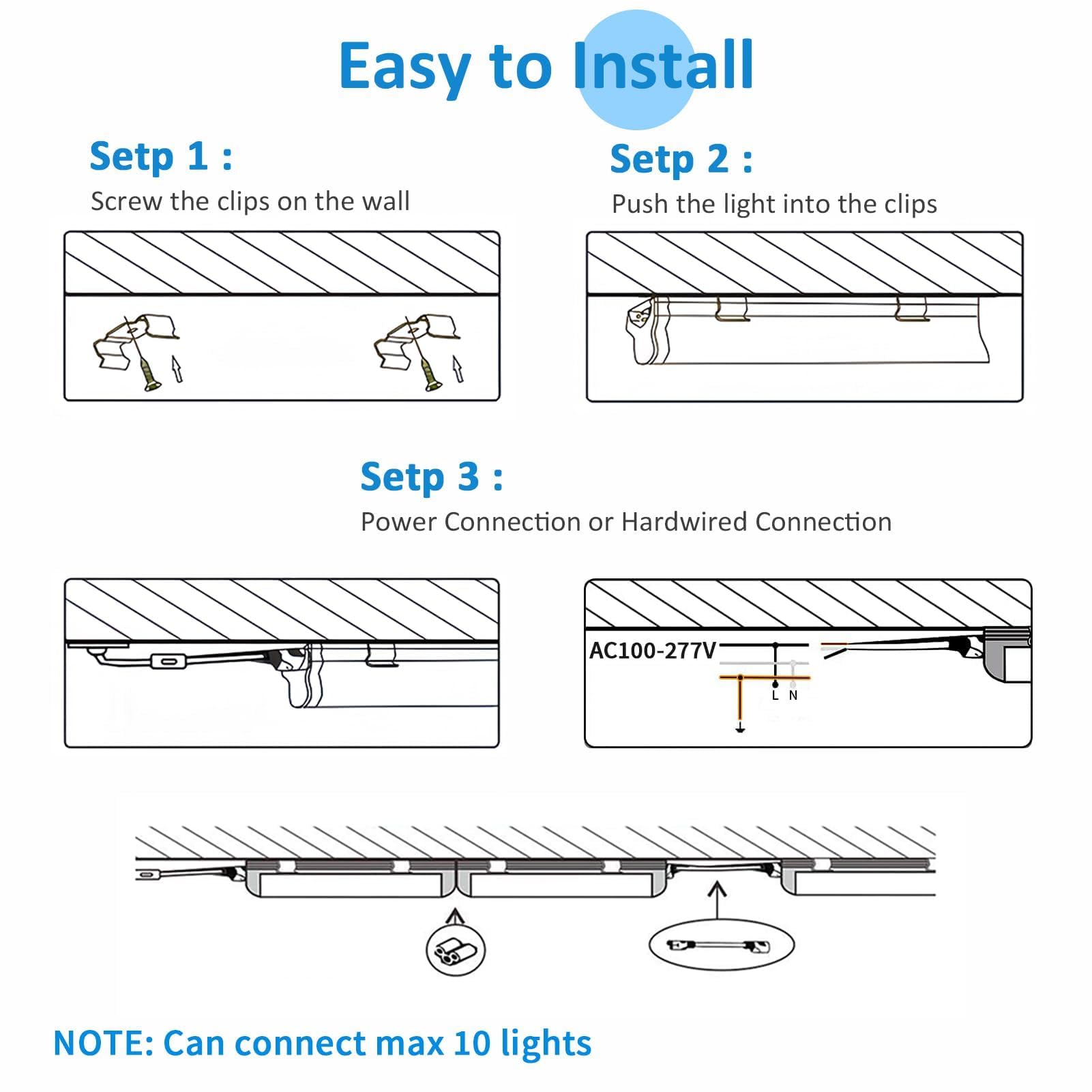 CNSUNWAY 2FT LED Shop Light, 24W 5000K Daylight White T8 LED Light Fixture, 3100LM Super Bright, D-Shaped Linkable LED Tube Lights for Garage, Workshop, Basement, Office - Plug & Play, Energy Saving, 2 Pack - Perfect for Task Lighting, Workbench Illumination & Home Improvement Projects