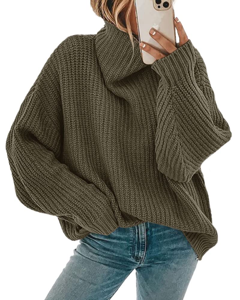 Apbondy Women's Oversized Turtleneck Sweater - Batwing Long Sleeve Knit Pullover Jumper Top | Casual Loose Fit for Fall & Winter | Perfect for Office, Date Night & Cozy Home Wear