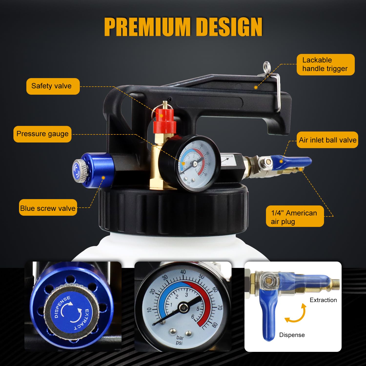 10L Pneumatic Transmission Fluid Transfer Pump Kit - ATF, Gear Oil & Differential Oil Extractor & Dispenser Tool with Adapters - Perfect for Garage, Auto Shop & DIY Car Maintenance