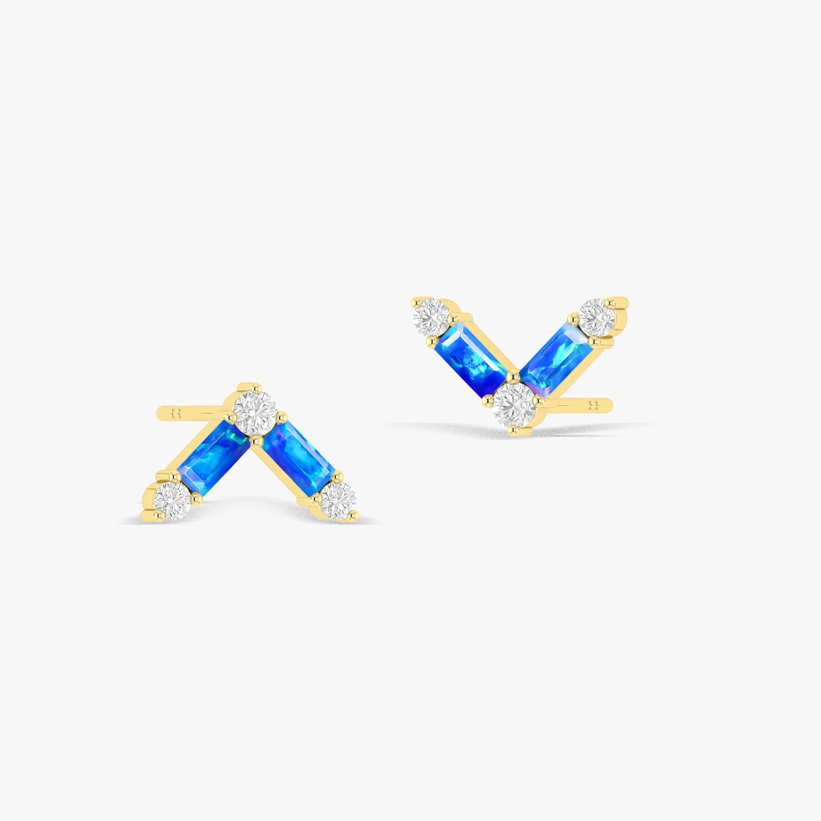 Blue Opal AV Style Stud Earrings for Women - Dainty Hypoallergenic Jewelry Gift for Her | Perfect for Parties, Weddings & Everyday Wear