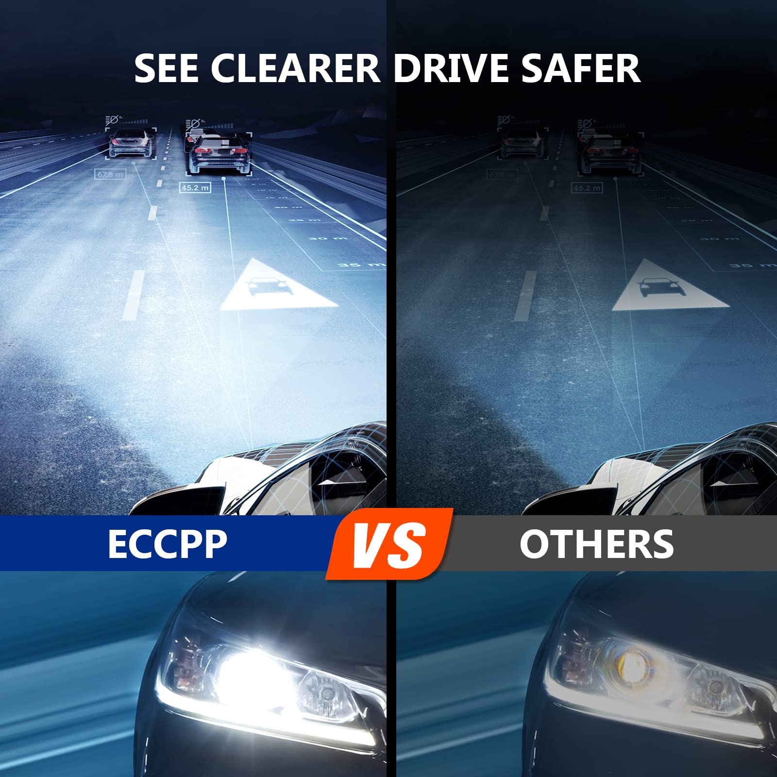 ECCPP Replacement Headlight Assembly Pair for Toyota Camry 2012-2014 - Black Housing, Clear Reflector & Lens - Driver & Passenger Side - Perfect for Night Driving & Foggy Conditions
