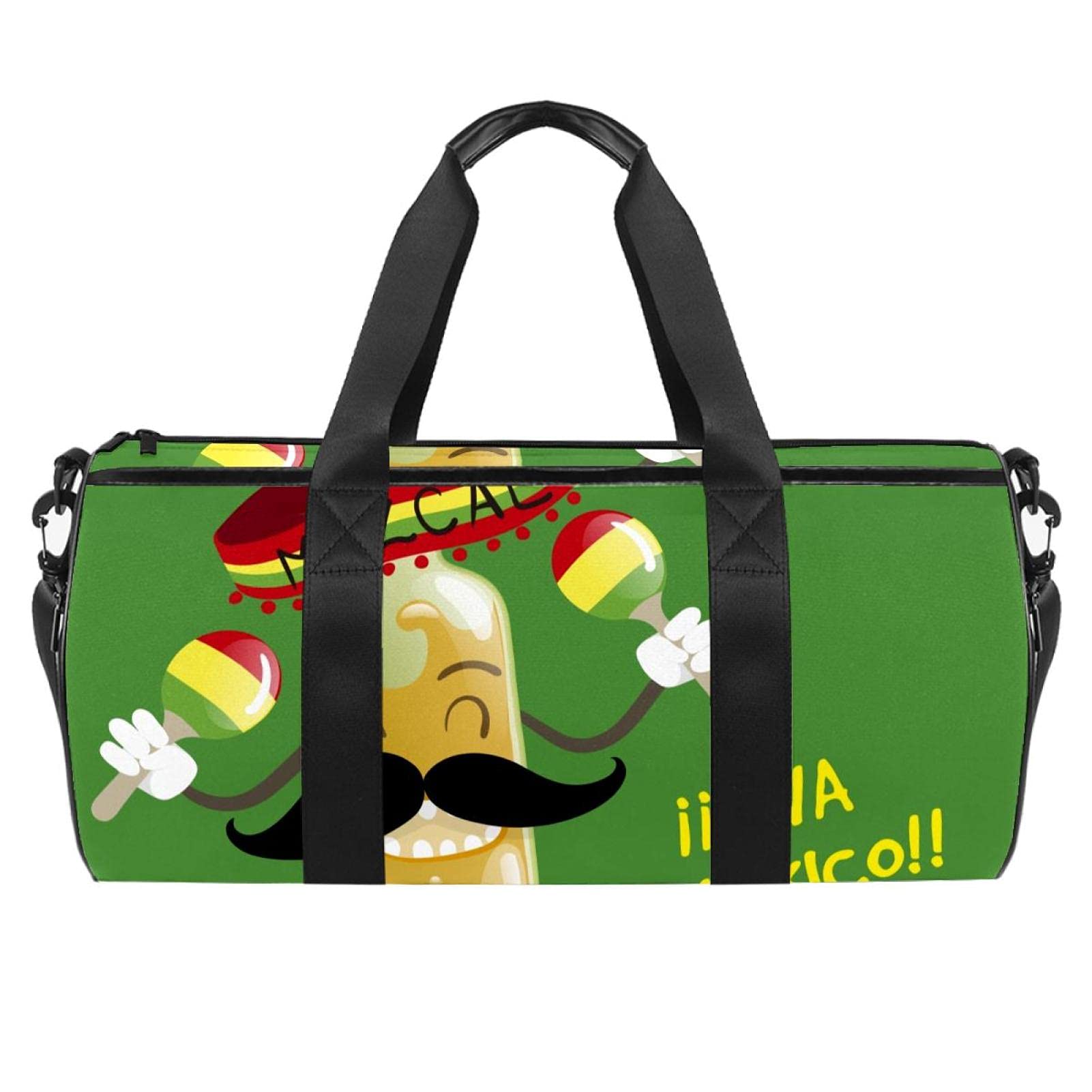 Funny Cartoon Mexican Tequila Dragon Sword Design Travel Duffel Bag - Waterproof Gym Sports Tote with Wet Pocket for Men & Women | Perfect for Gym, Beach Trips & Weekend Getaways