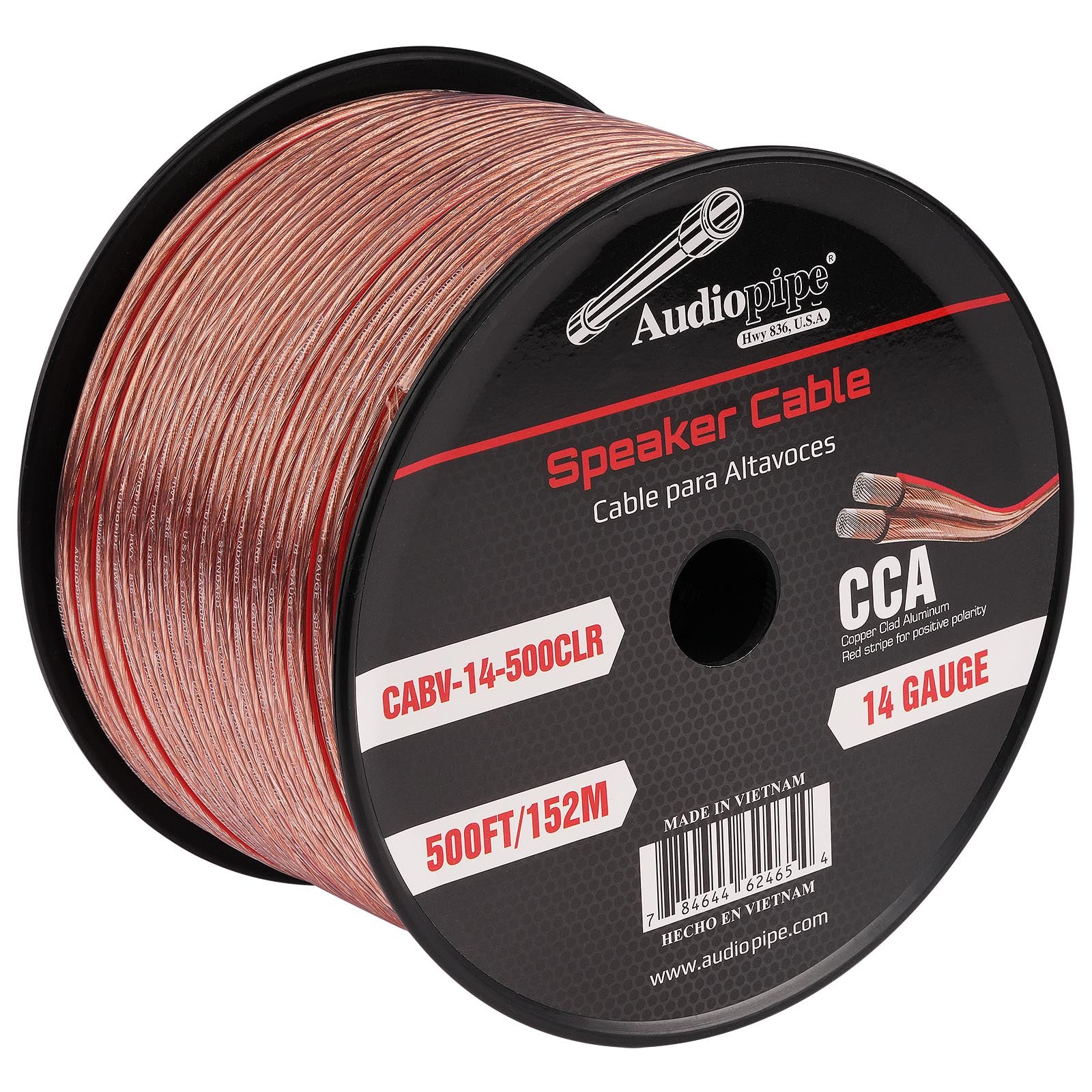500FT 14AWG Speaker Cable - High Performance Oxygen-Free Copper Wire for Home Theater & Pro Audio Systems (CABV 14 500CLR) - Perfect for Surround Sound, DJ Equipment, and Studio Installations