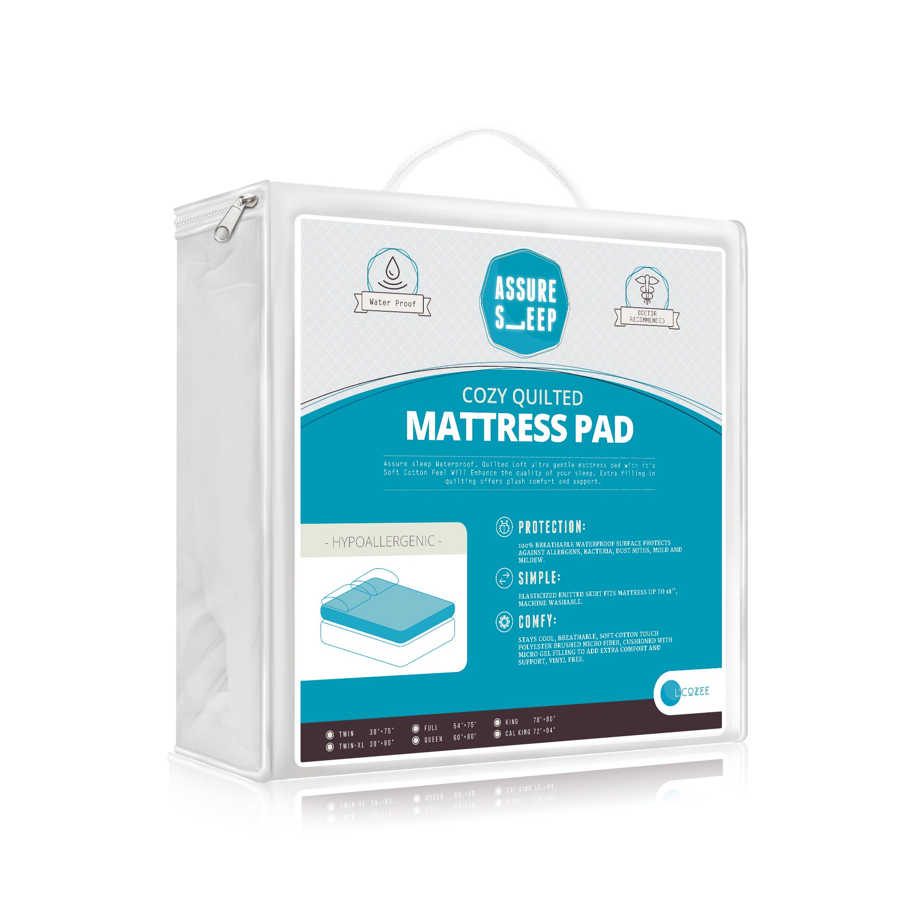 Quilted Waterproof Mattress Pad Cover - Hypoallergenic Twin XL Size, Fits Up to 18