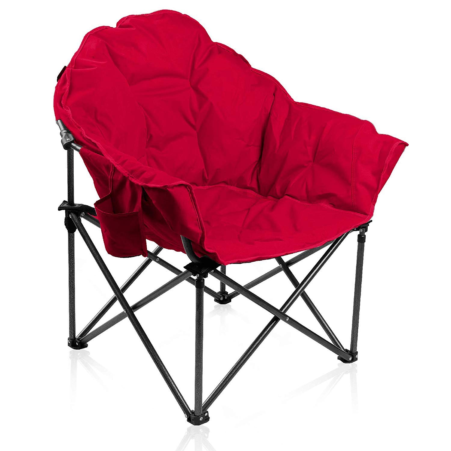 Camping World Oversized Moon Saucer Chair with Cup Holder - 350 LBS Weight Capacity, Reclining Folding Design for Outdoor Camping, Hiking, Beach, Backyard & Patio Relaxation