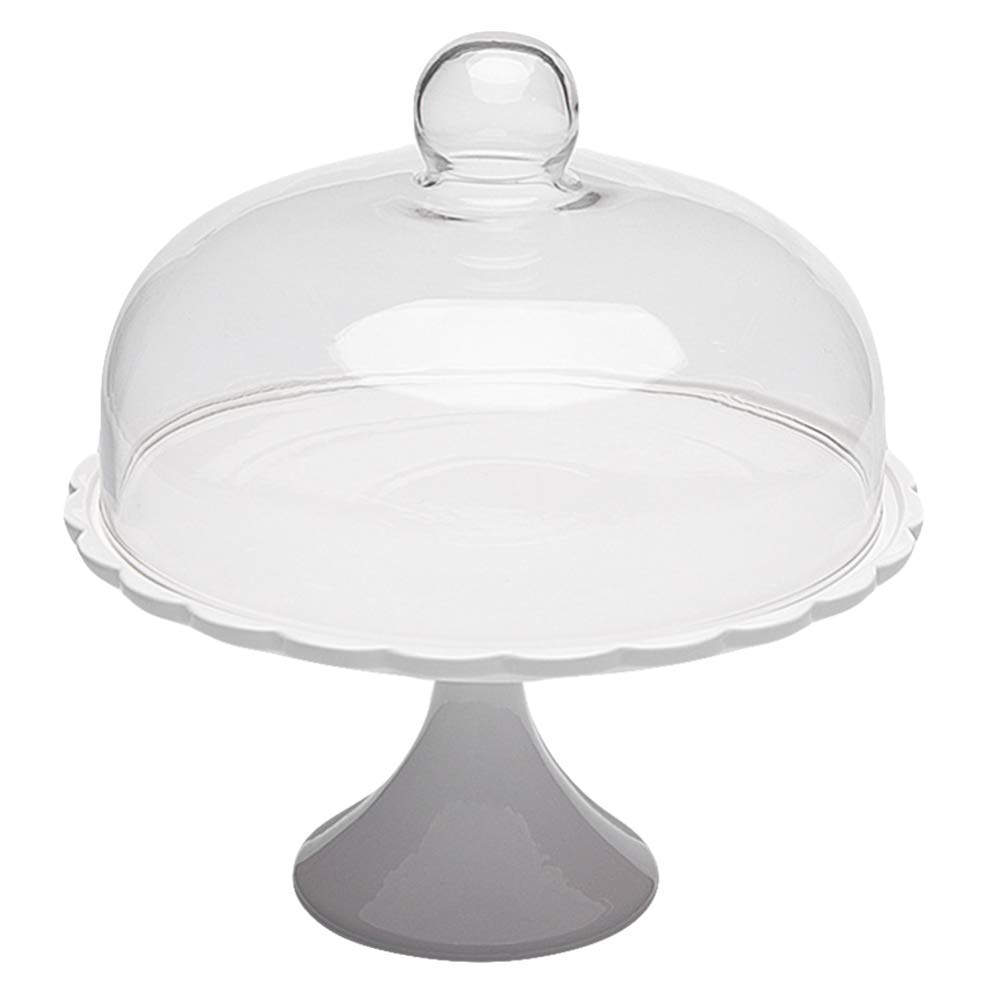 Hemoton 12-Inch Ceramic Cake Stand with Glass Dome - Elegant Footed Dessert Platter for Cakes, Pies, and Pastries - Perfect for Weddings, Birthday Parties, and Holiday Dessert Displays