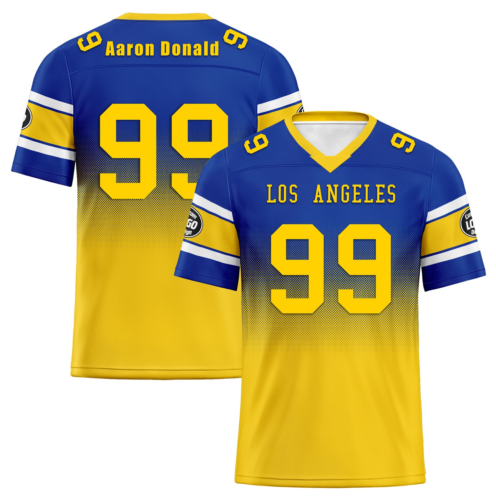 Custom Blue & Yellow Los Angeles Personalized Authentic Football Jersey FBJ02 D020249 - Perfect for Game Day, Fan Events & Sports Enthusiasts