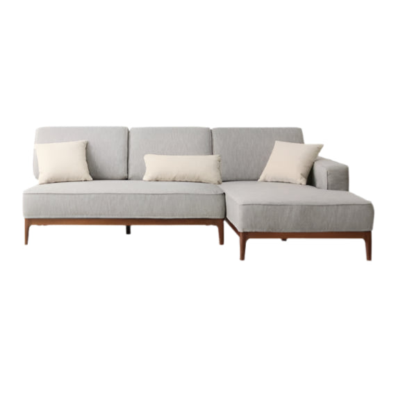 96x62.5x32.2 inch / 244x159x82 cm / Rich Dark Walnut Color / black walnut Three-person sofa corner left concubine fog gray