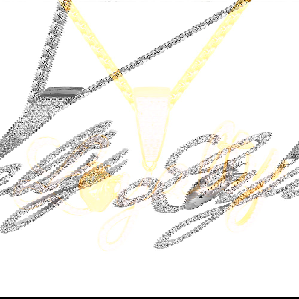 Loyalty Cursive Letter Love Heart Icy Sterling Silver Pendant Necklace - Elegant Jewelry Gift for Women, Valentine's Day & Anniversary