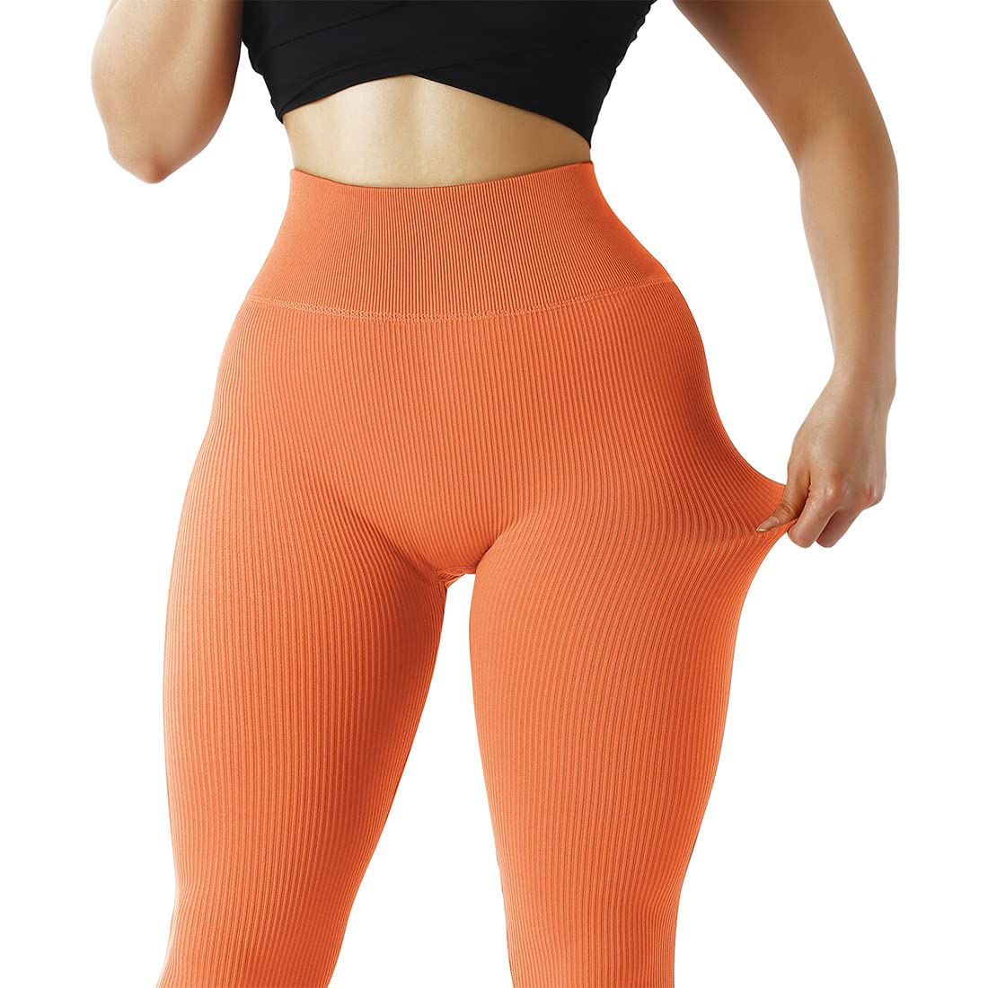 SUUKSESS Women's High Waisted Ribbed Seamless Leggings - Workout, Gym, Yoga Pants for Women - Perfect for Running, Pilates & Lounge Wear