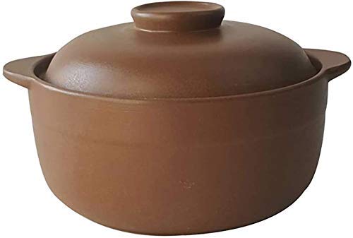 YANJ 4L Ceramic Casserole Dish with Lid - Unglazed Clay Pot Cookware for Gas & Oven Use | Heat-Resistant Stew Pot, Braising Pan & Healthy Soup Pot | Perfect for Slow Cooking, Family Meals & Pregnancy Nutrition
