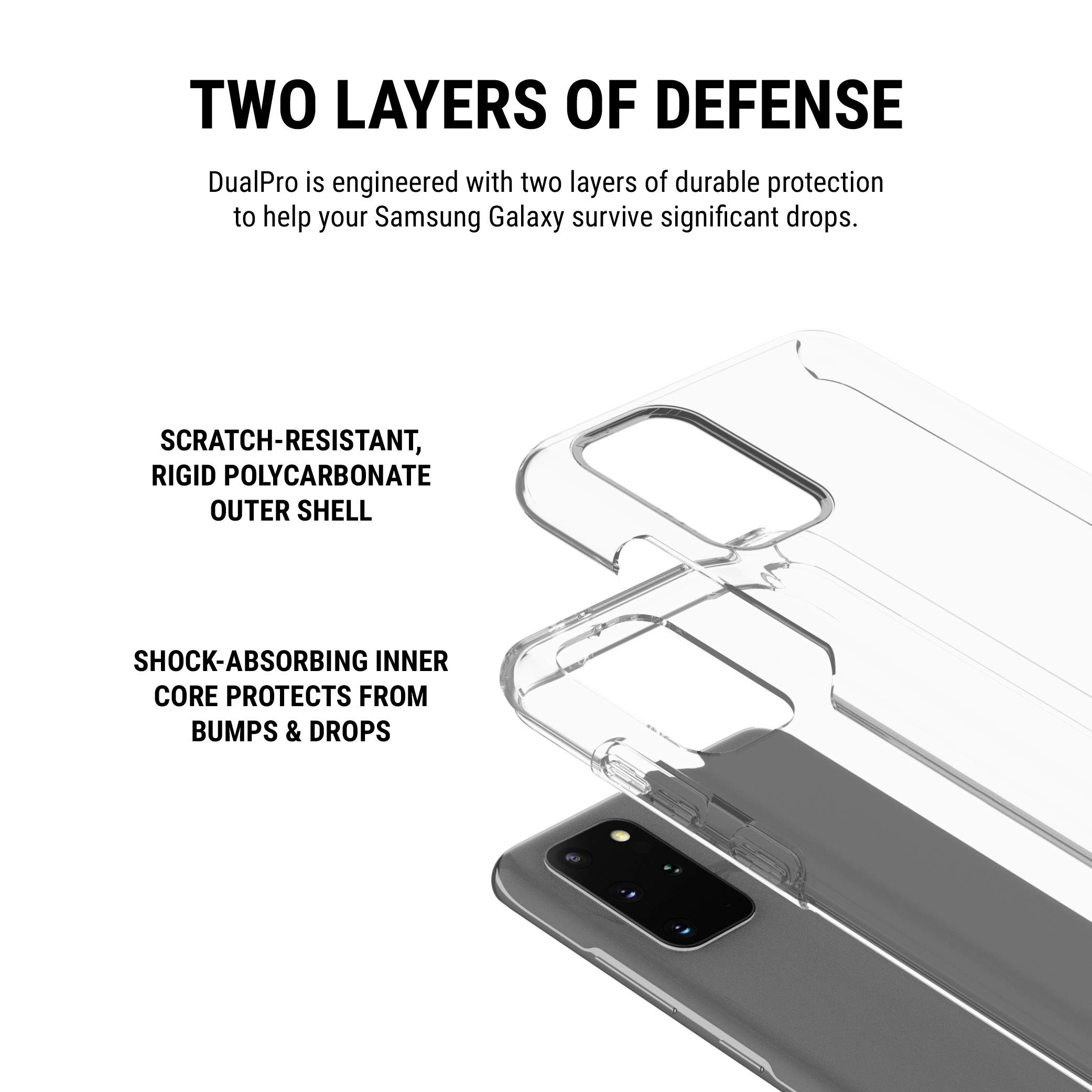 Incipio DualPro Protective Case for Samsung Galaxy S20+ - Shockproof & Scratch-Resistant Clear Cover - Perfect for Everyday Use, Work & Travel