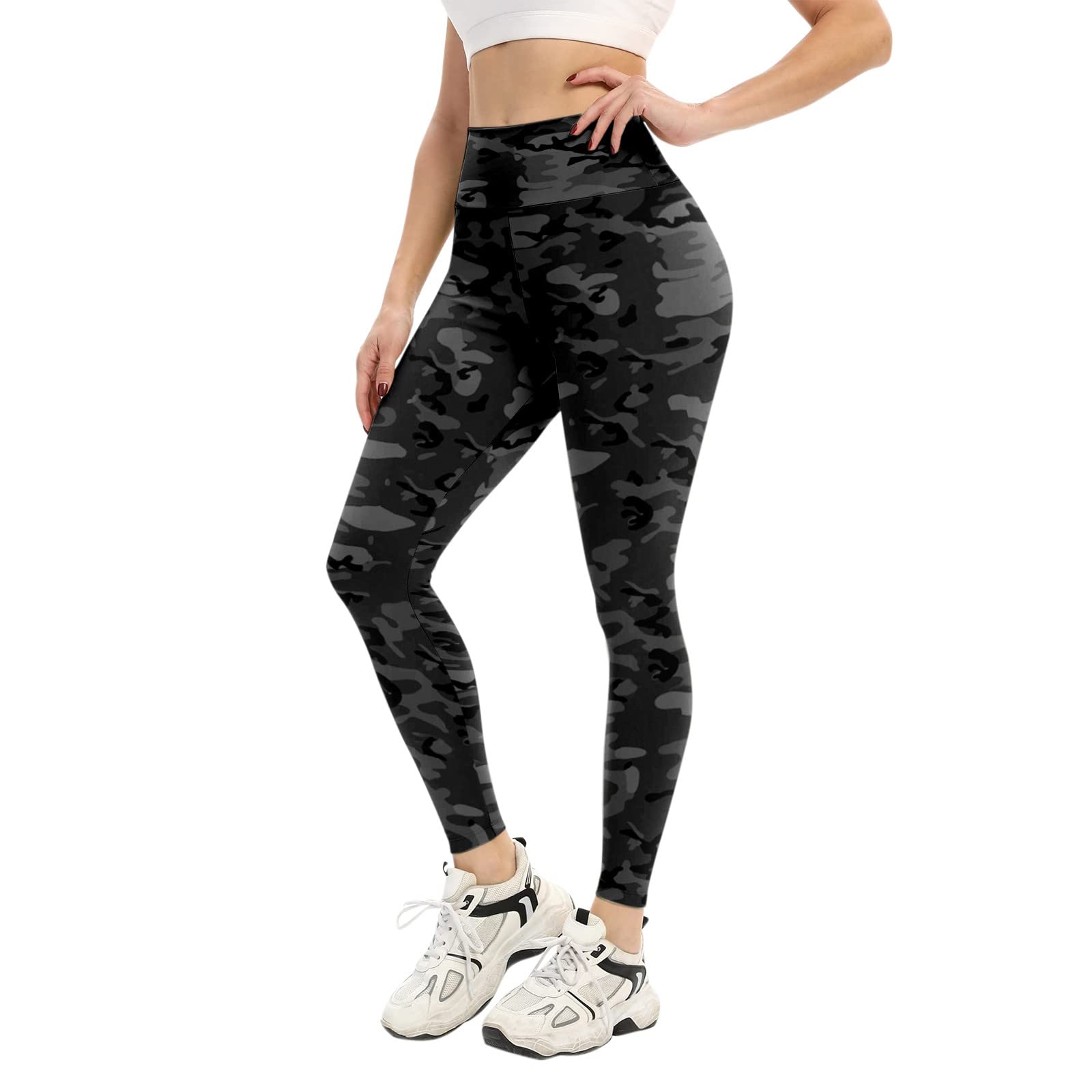 Women's Camouflage & Leopard Print Athletic Yoga Pants - High Waisted Workout Leggings for Running, Fitness & Gym | Stretchy Elastic Comfort for Women's Activewear