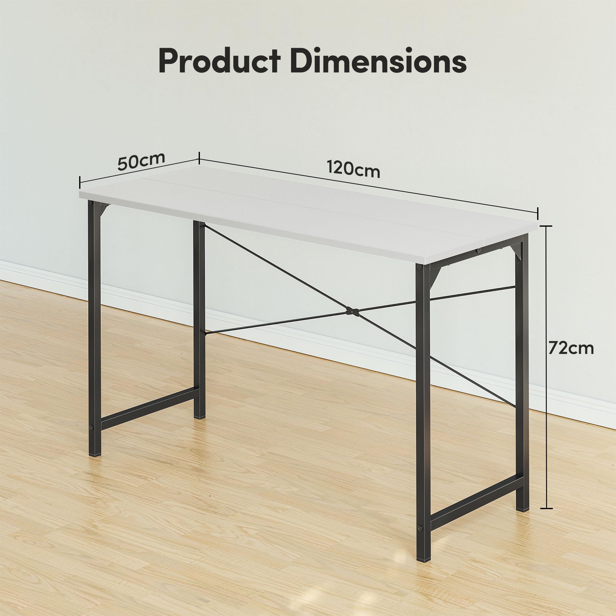 CubiCubi 47 Inch Computer Desk - Modern Simple Style Home Office Desk for PC, Study, Writing | Perfect for Small Spaces, Remote Work & Gaming Setup (White)
