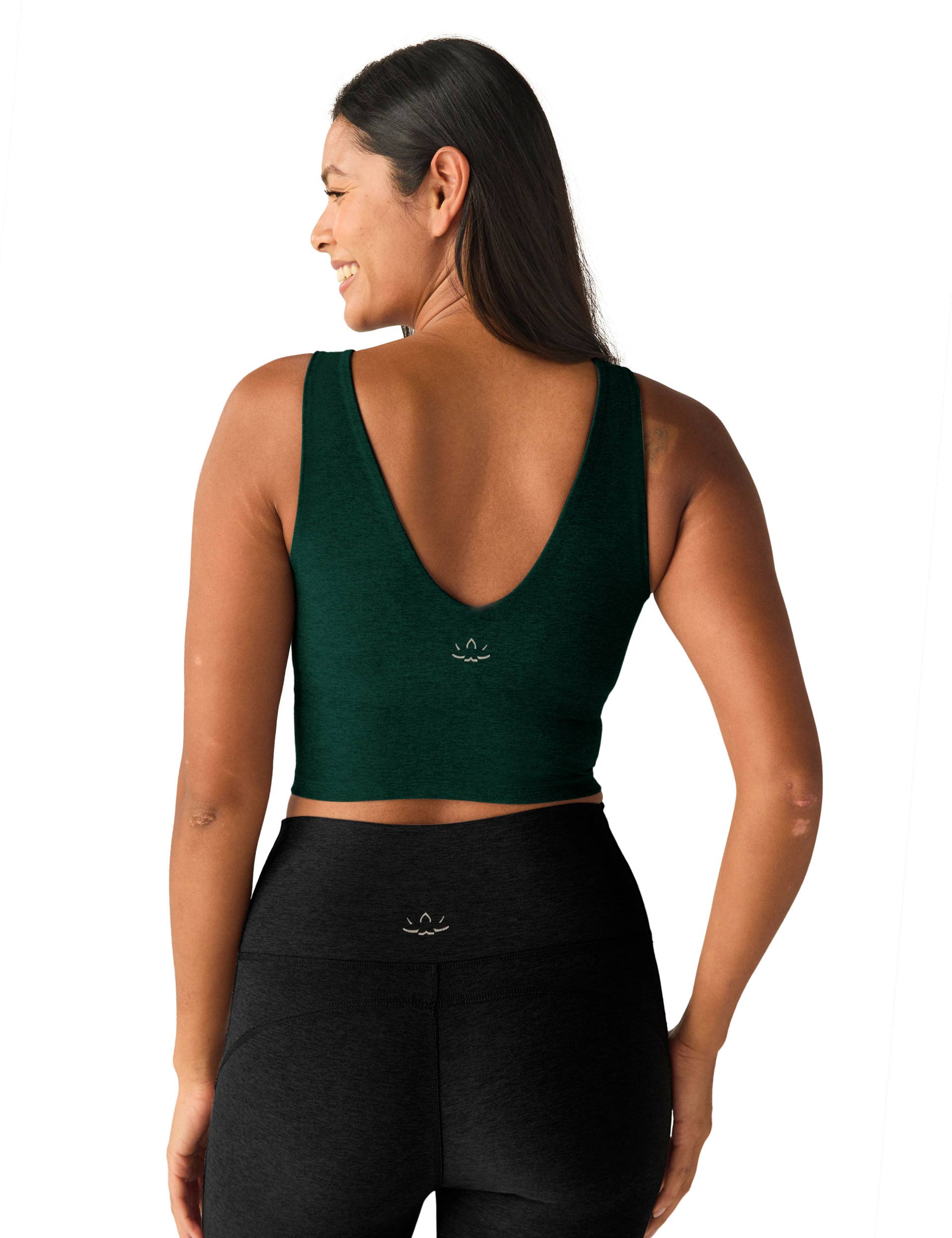 Spacedye Good Day Cropped Tank Top - Dark Spruce Green Heather | Women's Fashion Casual Wear for Summer Outfits & Beach Vacations