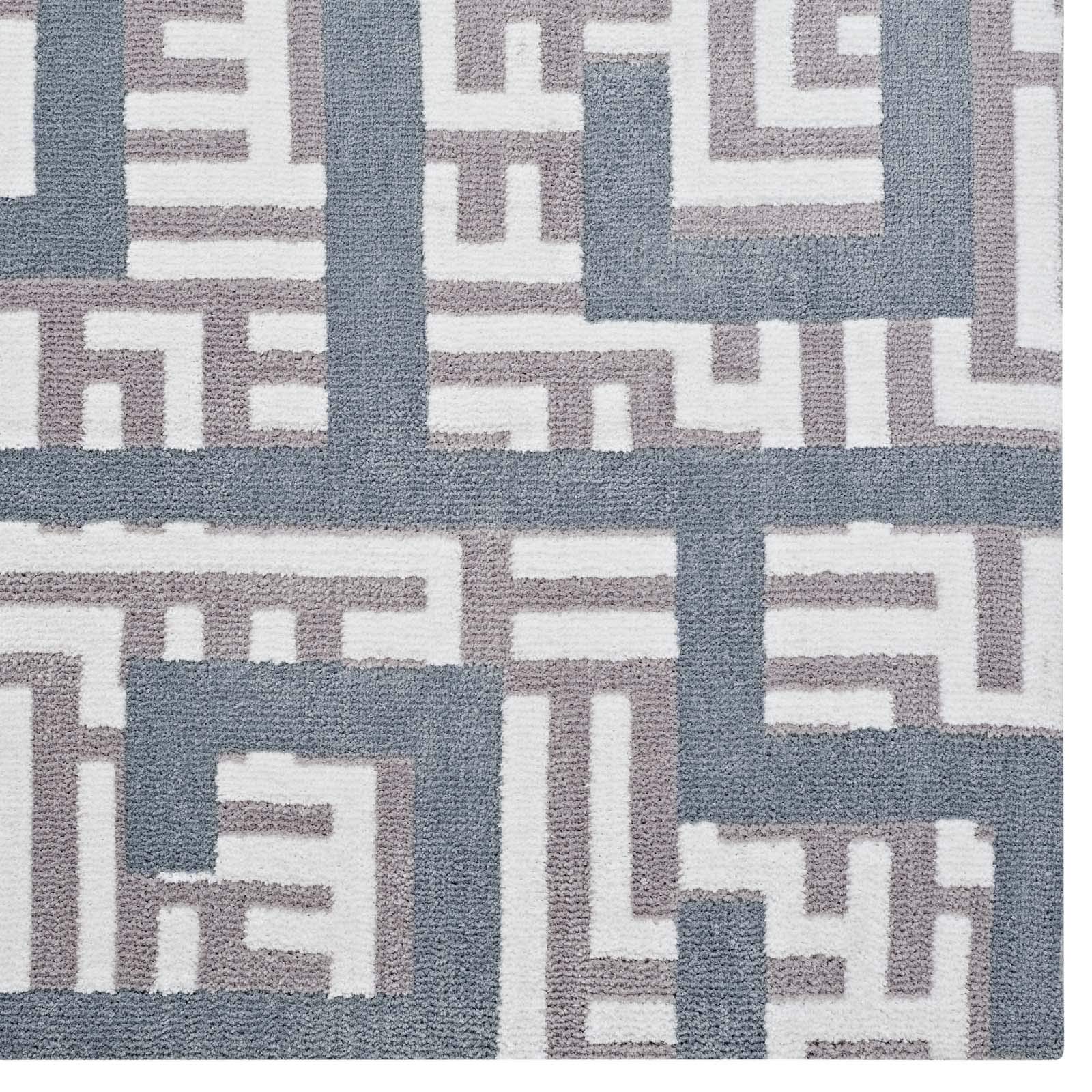 Modern Contemporary Urban Living Room Area Rug - Soft Fabric Carpet Runner in Multi-Gray Shades for Lounge, Bedroom & Hallway Decor