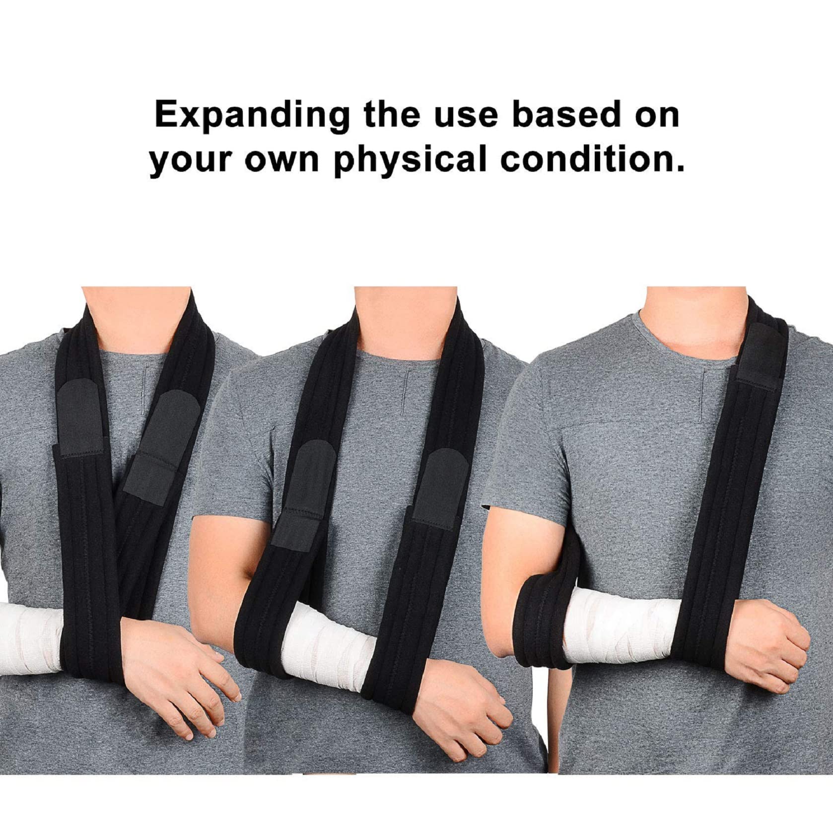 Adjustable Lightweight Arm Sling for Men & Women - Comfortable Left/Right Arm Support for Hand, Elbow Injuries (Black) - Ideal for Post-Surgery, Sports Injuries & Daily Recovery