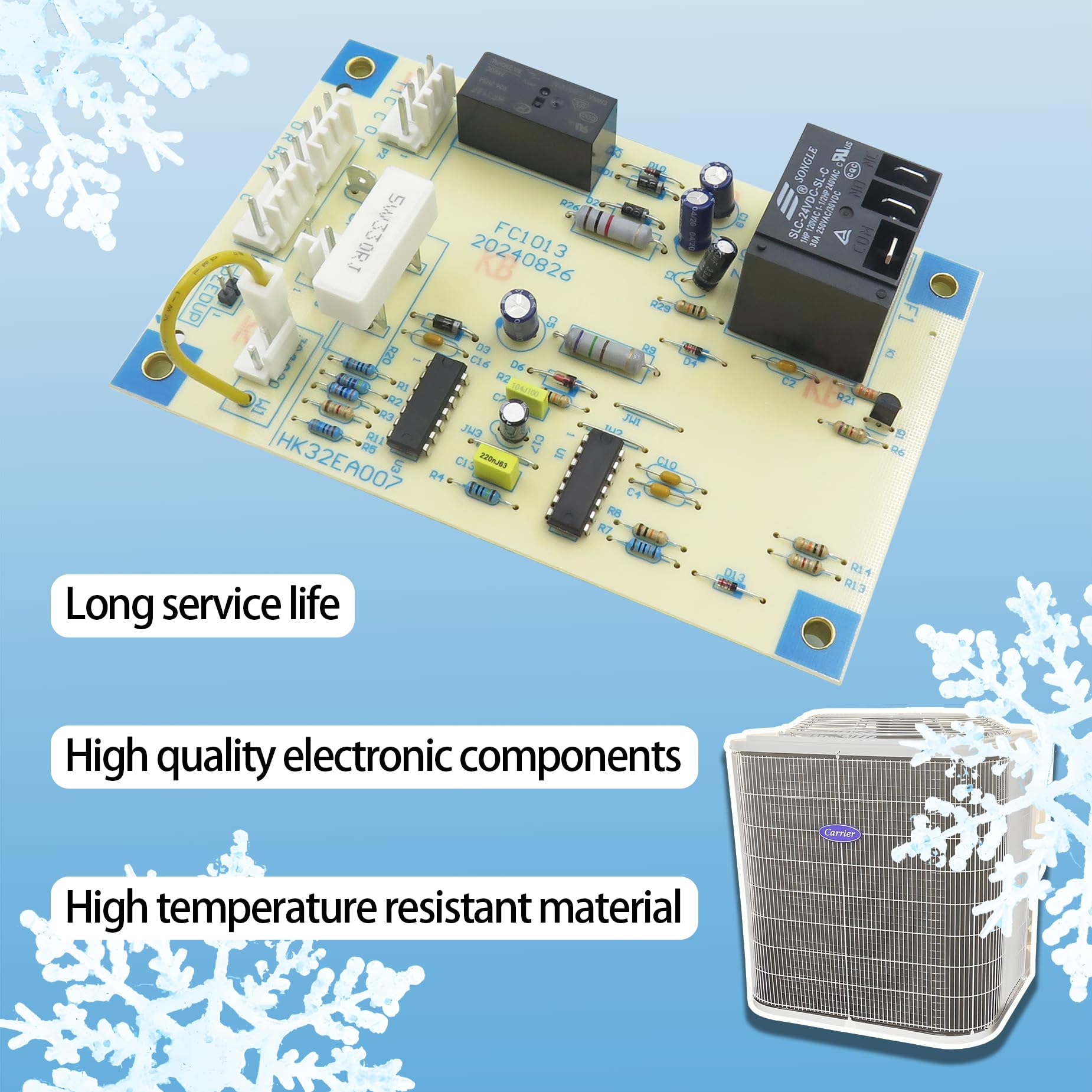 Upgraded HK32EA007 HK32EA001 Defrost Timer Control Board for Carrier Bryant Payne HVAC Heat Pumps - Replacement for CEPL130524-01 | Compatible with Heat Pump Systems for Home & Commercial Use