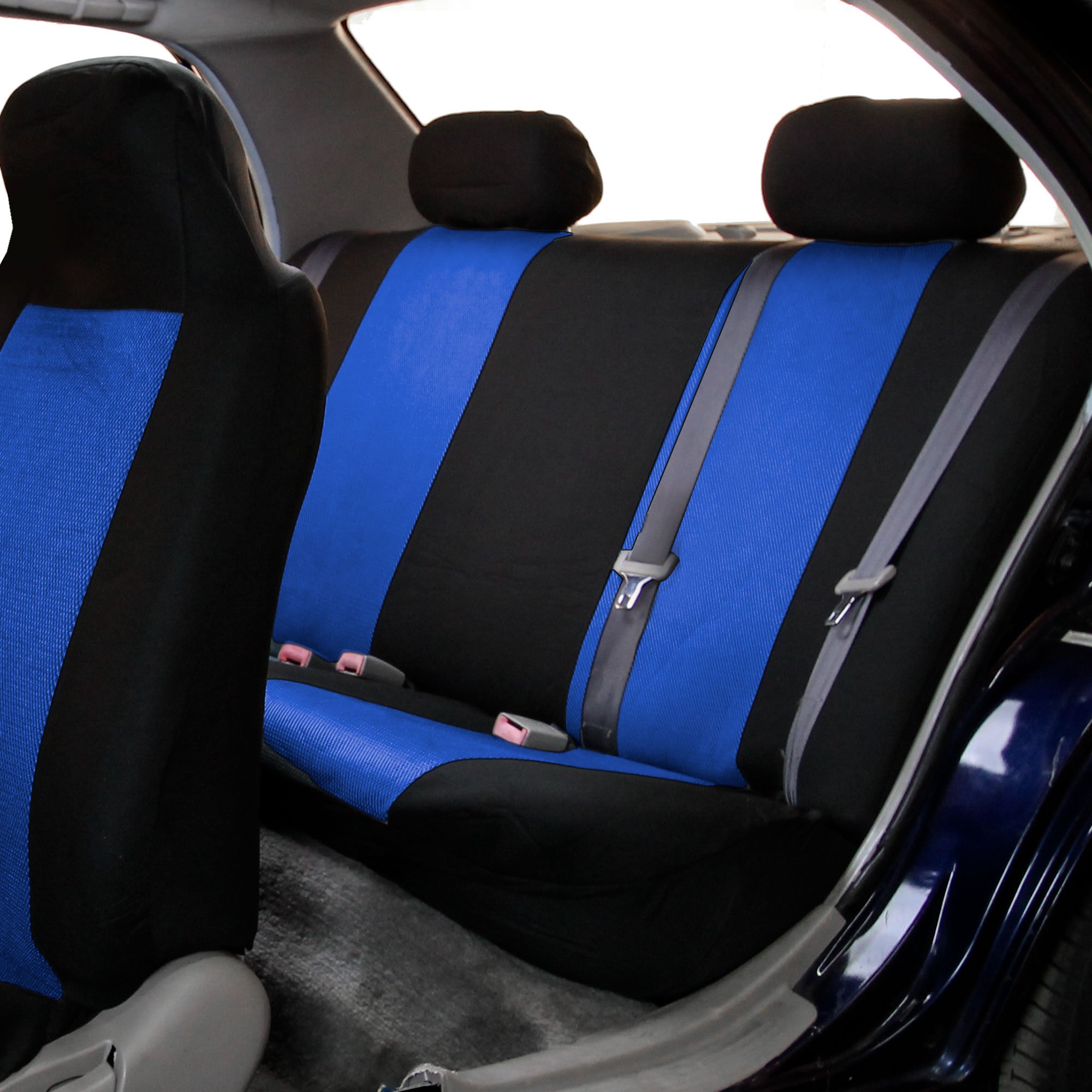 FH Group Universal Car Seat Covers - Washable High Back Design for SUV, Sedan, Van - Blue Cloth Covers for Comfort & Protection