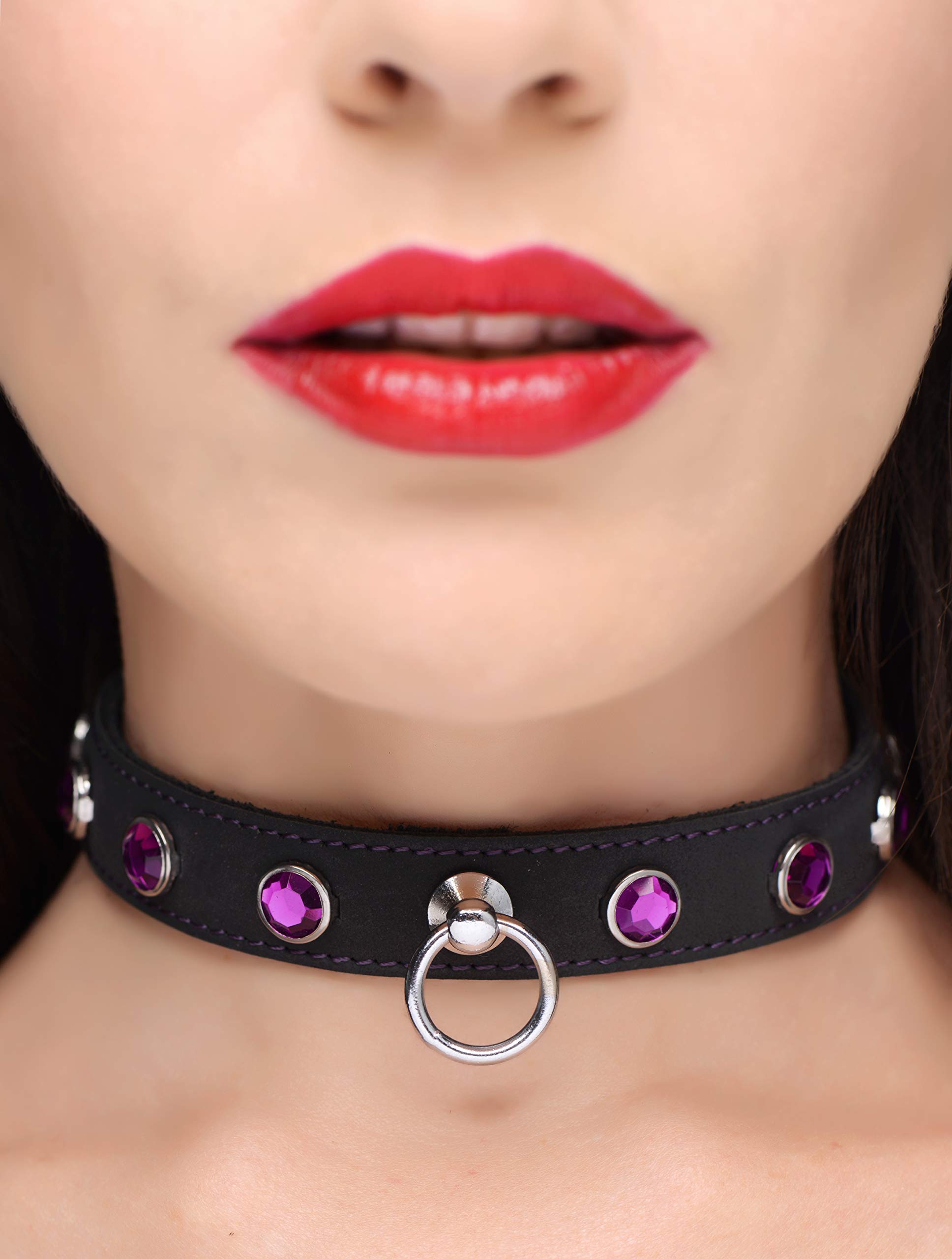Sparkling Amethyst Rhinestone BDSM Collar - Elegant Gothic Choker for BDSM, Fetish, and Cosplay - Perfect for Role Play, Parties, and BDSM Accessories