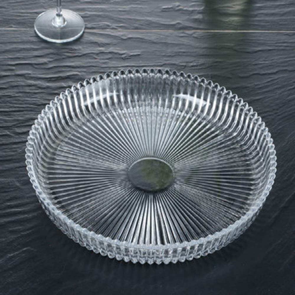 QTQHOME Transparent Crystal Glass Fruit Bowl - 12 Inch Round Serving Plate for Fruits, Candy, Tea, and Snacks - Elegant Dining Table Centerpiece for Parties, Kitchen, and Home Decor