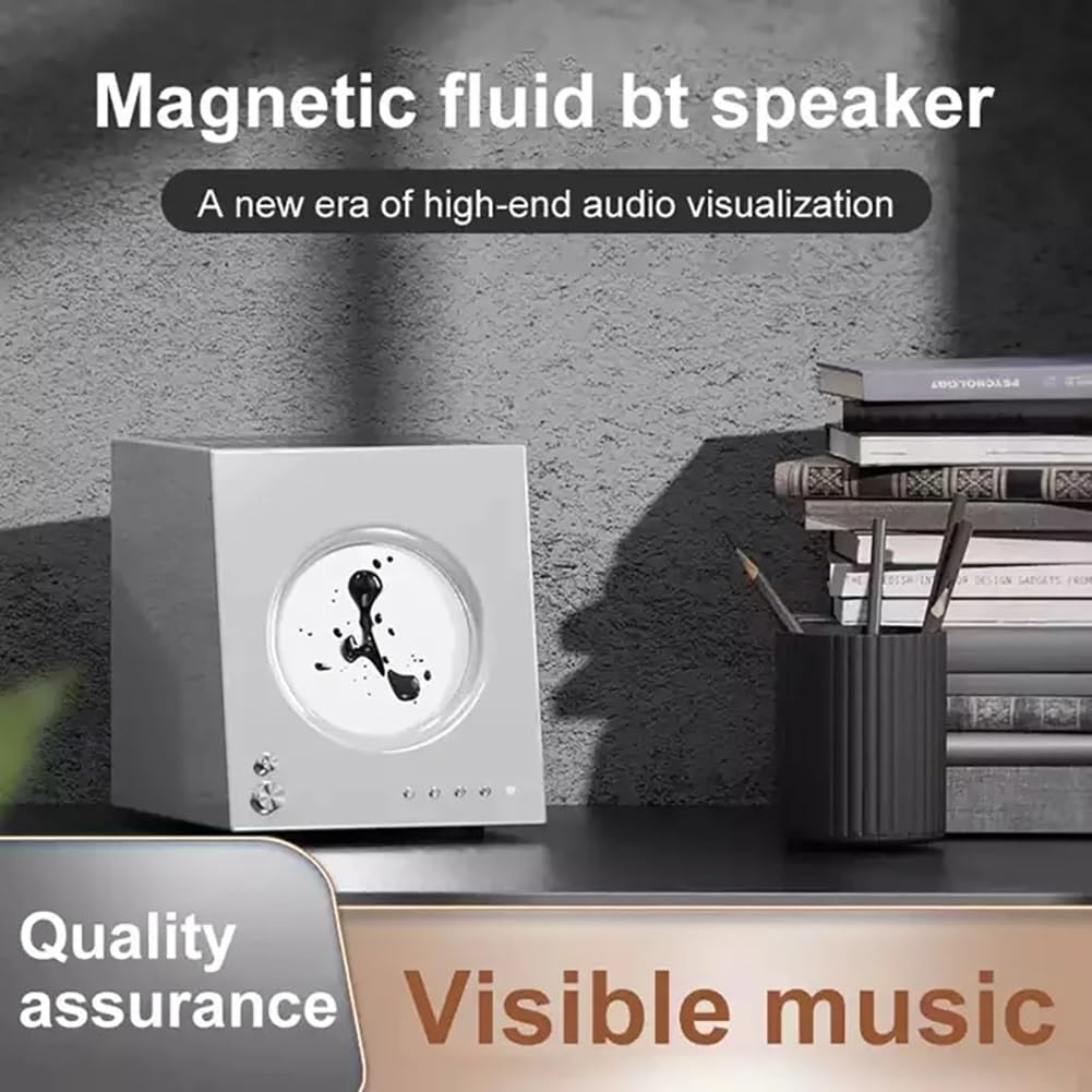 WHIPIN Magnetic Ferrofluid Bluetooth Speaker with Music Visualization - 50W Stereo Sound & Deep Bass - Wireless Bluetooth 5.3 Speaker - Perfect for Home, Party & Office Use (Gray)