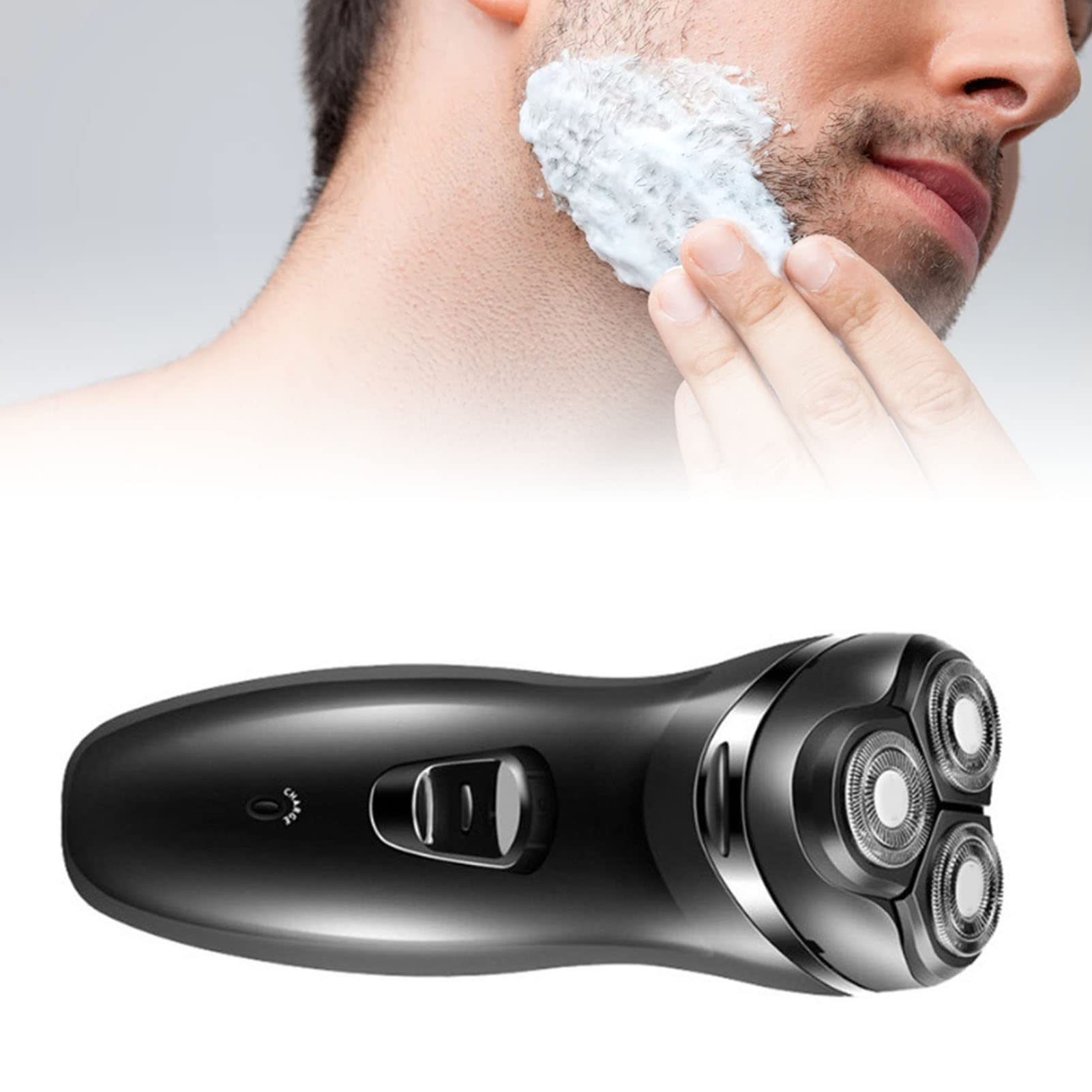 Rechargeable Men's Electric Razor with 3D Rotating Heads & Beard Trimmer - Waterproof Cordless Shaver for Smooth Shaving - Perfect for Travel, Home & Office Use
