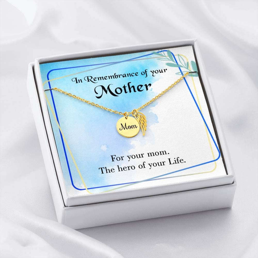 Memorial Necklace for Mom - Personalized Keepsake Jewelry to Honor & Remember Your Hero Mother | Perfect for Mother's Day, Birthday & Remembrance Gifts
