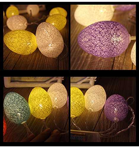 Easter Egg LED String Lights - 20 LED 10.5ft Battery Powered Decorative Lights for Easter, Mother's Day, Birthday, Holiday, Wedding, Party, Kids Room & Home Decor (White + Purple) | Indoor & Outdoor Festive Lighting for Spring Celebrations