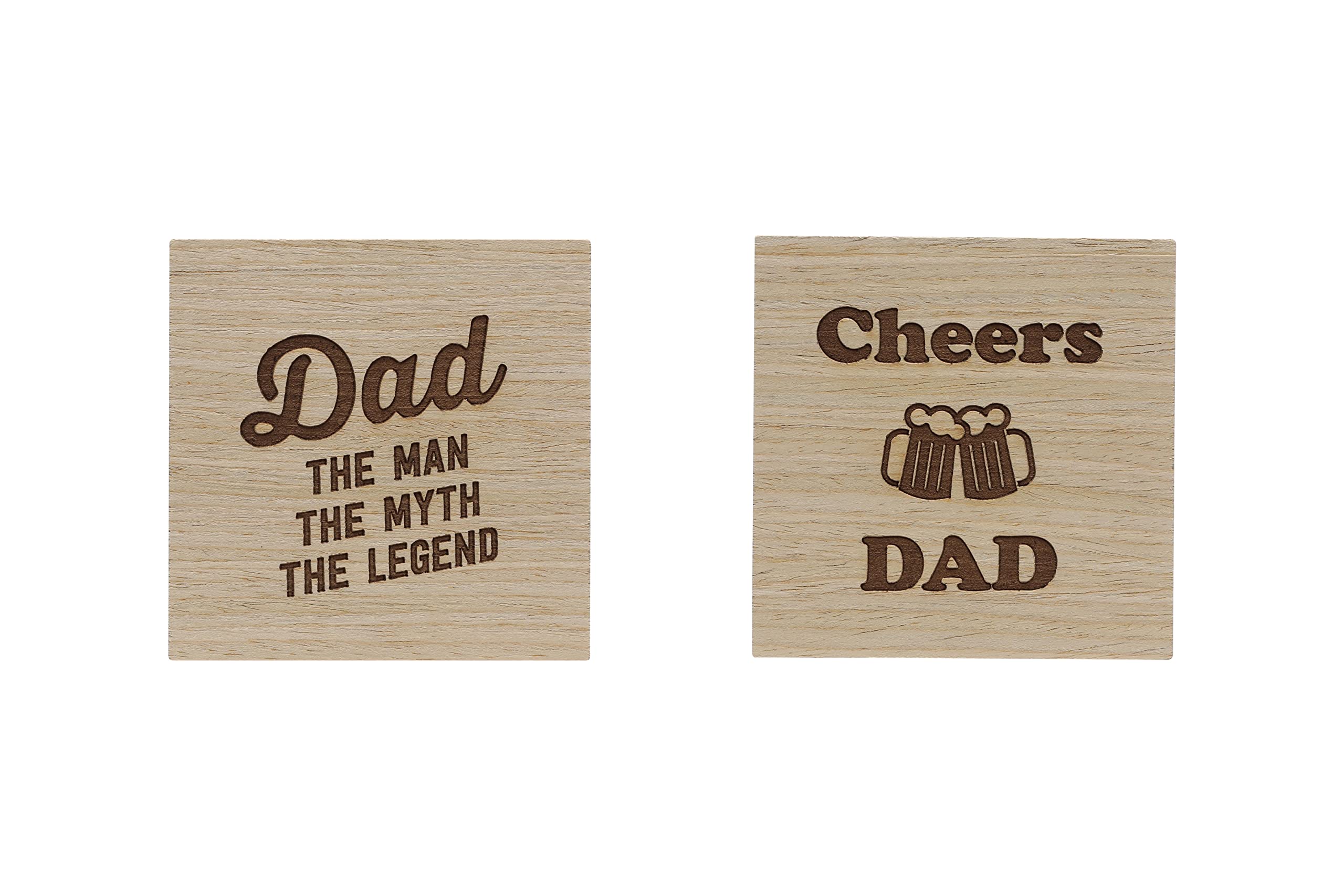Pearhead Fatherhood Wooden Coaster Set - New Dad & Soon-to-Be Father Gift, Home Décor & Kitchen Accessory, Set of 2 - Perfect for Father's Day, Baby Shower & Home Bar Use