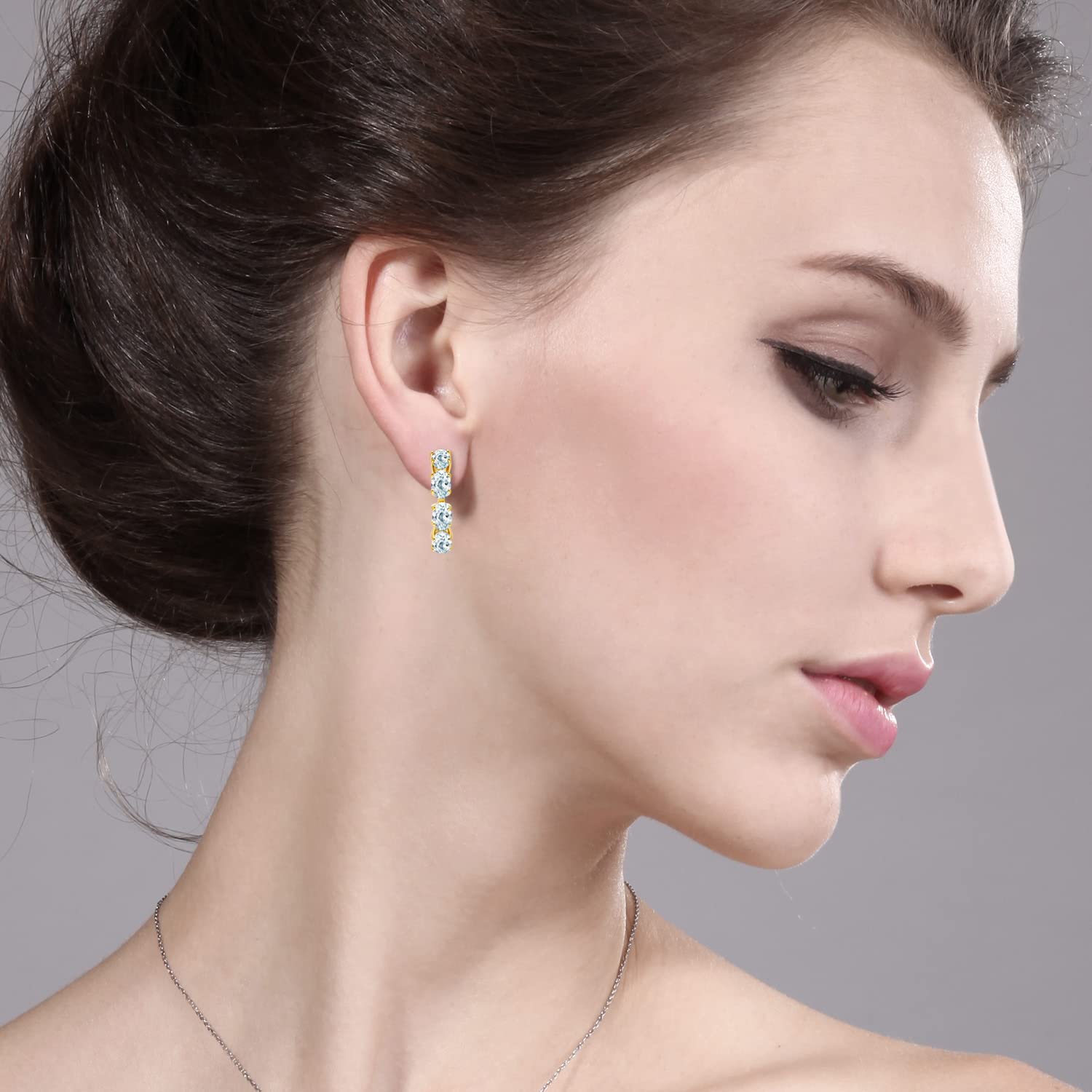 Gem Stone King 18K Gold Plated Silver Oval Birthstone Hoop Earrings for Women | 6x4mm Oval Gemstone | 22mm (0.85 Inch) Hoop | Elegant Jewelry for Everyday Wear & Special Occasions