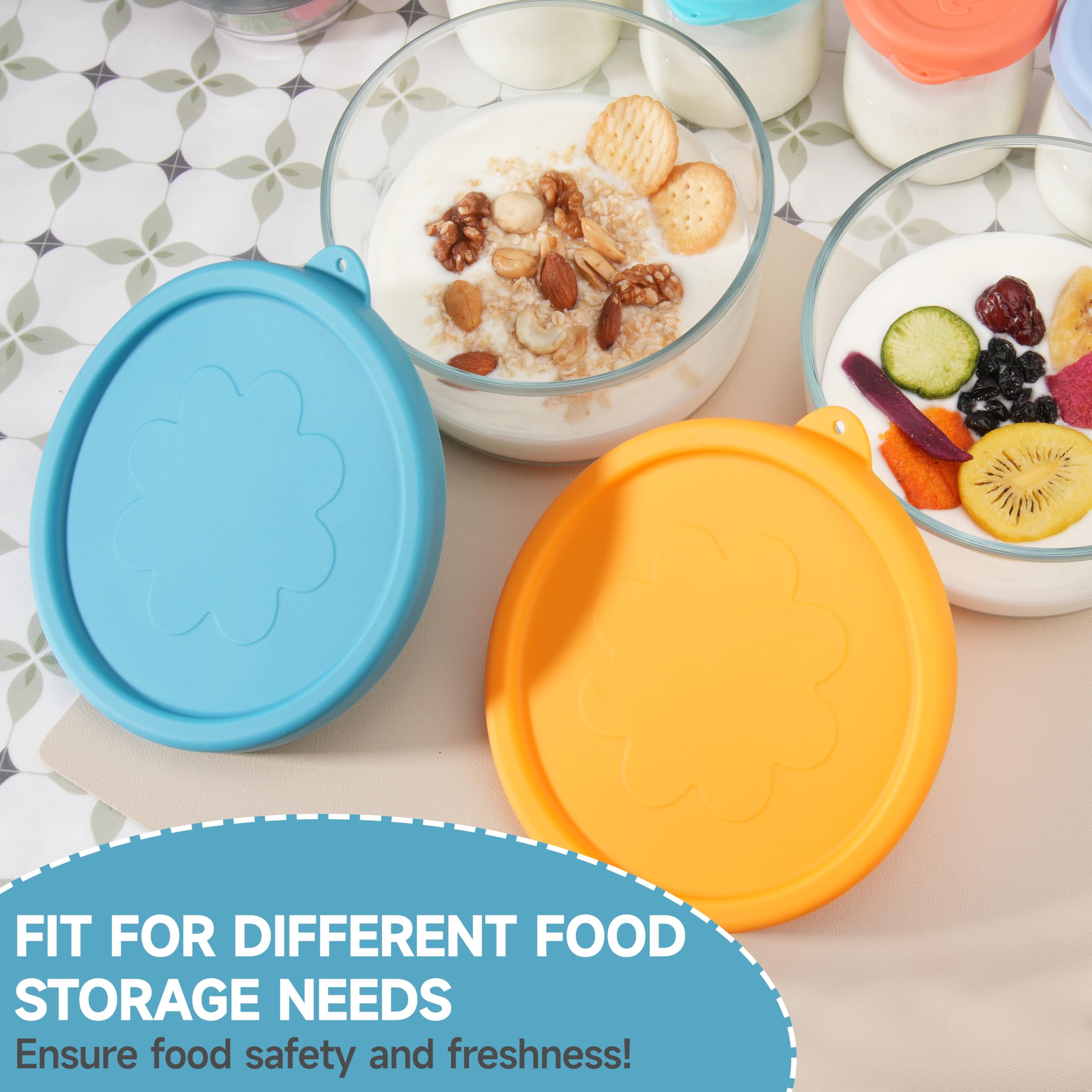 2-Pack Silicone Replacement Lids for 1-Quart Glass Yogurt Containers (4 Cup) - Reusable, Dishwasher, Freezer & Microwave Safe - Perfect for Food Storage, Meal Prep & Leftovers (Containers Not Included)