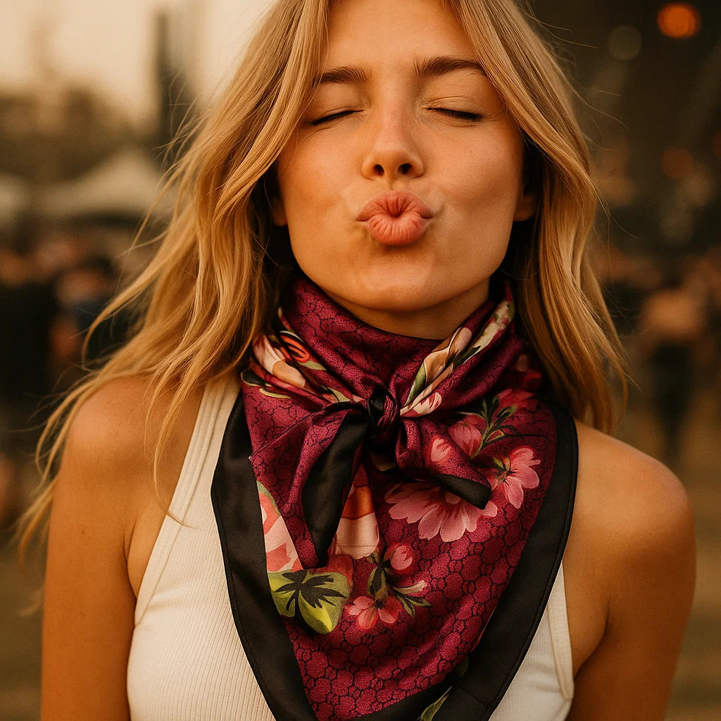 35X35 Dark Pink Cherry Blossom Wild Rag Scarf WR407 - Stylish Bandana for Cowboy, Cowgirl, Equestrian & Western Fashion Accessories