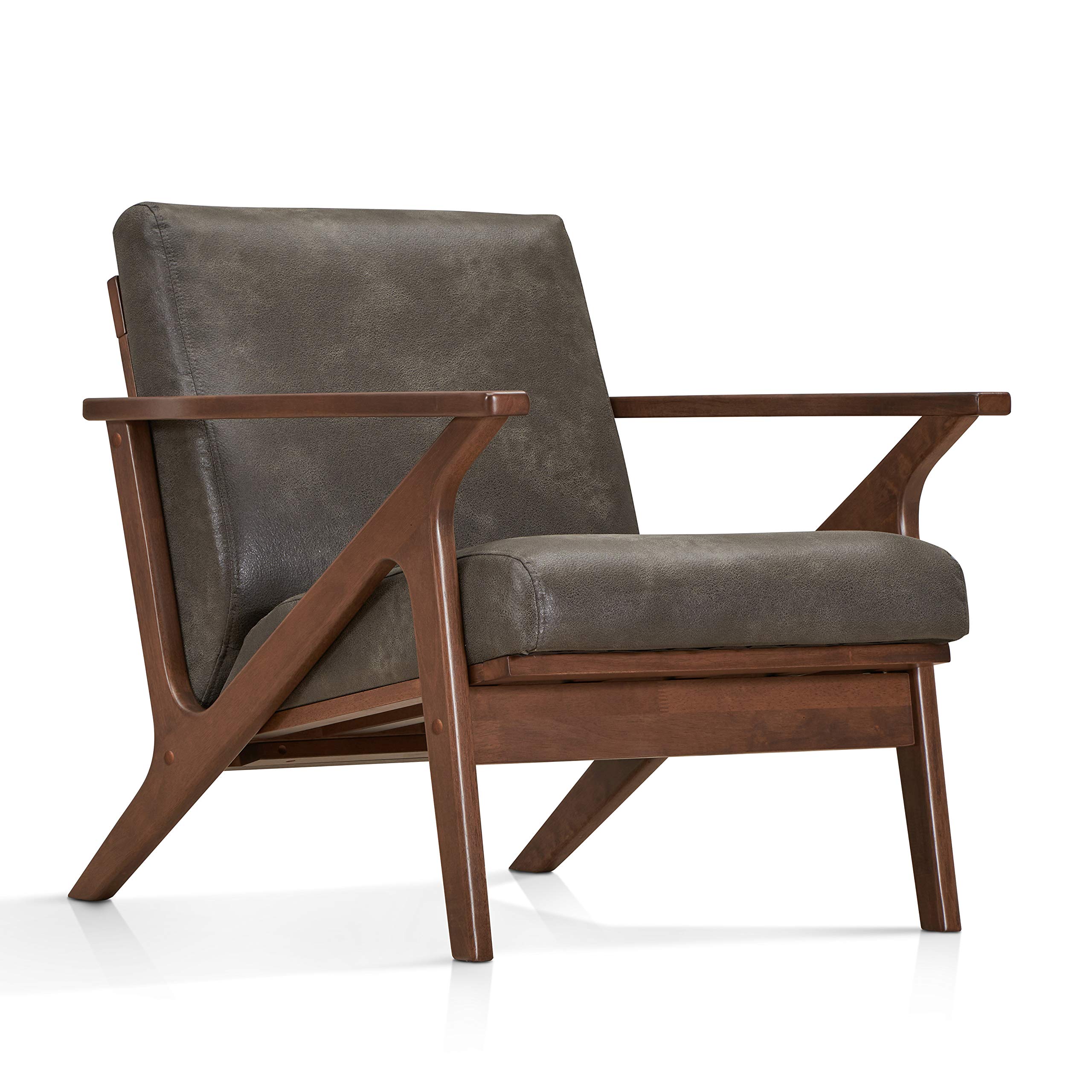Zola Mid Century Modern Accent Chair - Stylish Armchair for Living Room, Lounge & Office - Charcoal Gray with Walnut Wood Legs - Perfect for Reading Nook, Conversation Area or Home Decor