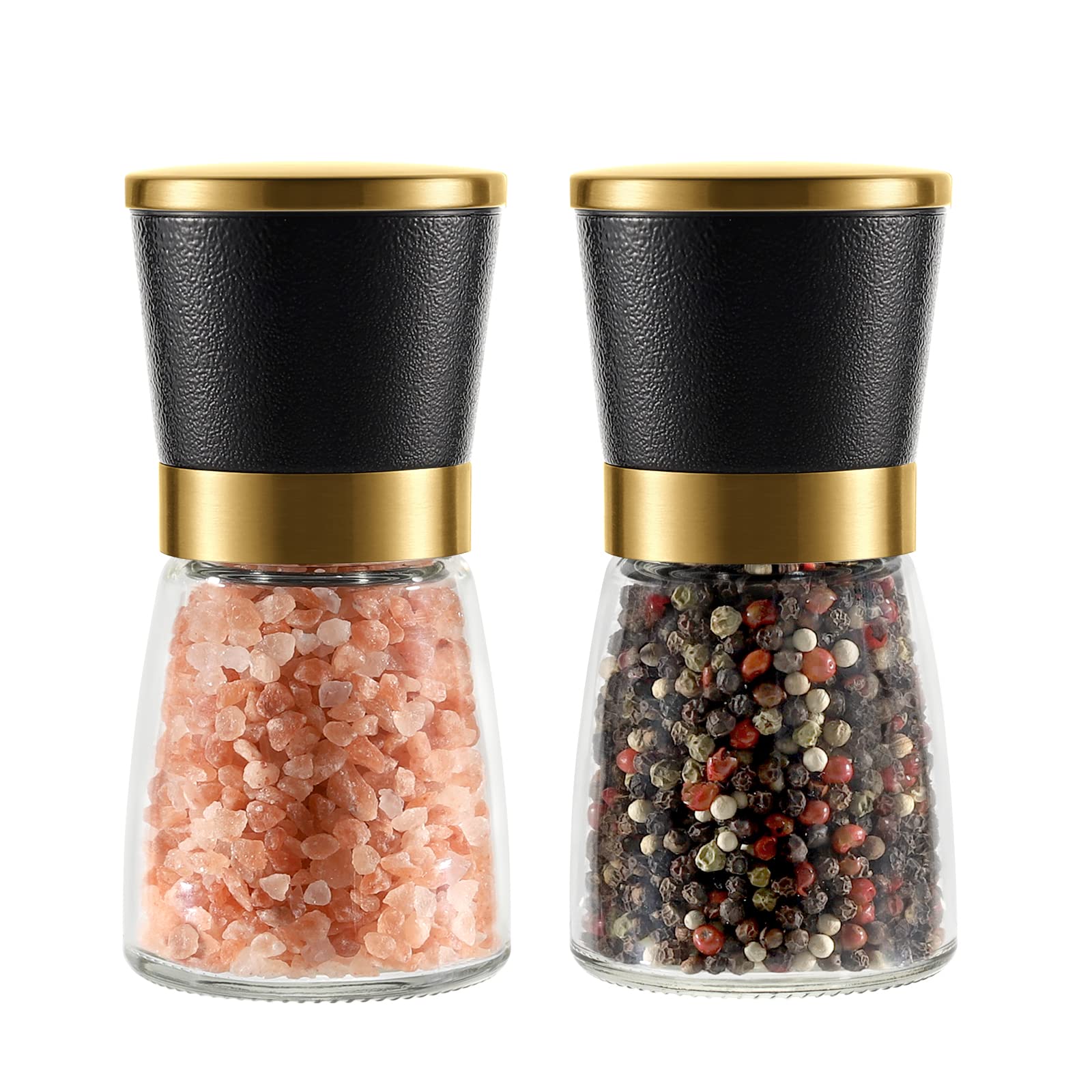 Premium VEVOK CHEF Gold Salt and Pepper Grinder Set - Stainless Steel Mill with Ceramic Core, Adjustable Coarseness & Refillable Design - Ideal for Home Kitchen, Dining Table, and Gourmet Cooking - Perfect Gift for Food Lovers