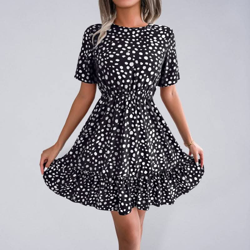 Elegant Polka Dot Ruffled Dress for Women - Flowy Summer Dress for Casual Outings, Dates & Parties