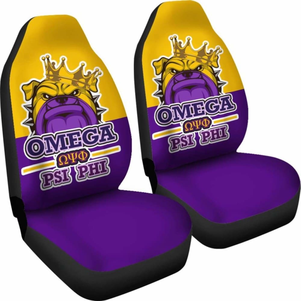 African Omega Psi Phi Fraternity Bulldog Style Car Seat Covers 105905 - Premium Custom Fit for Cars, Trucks & SUVs - Perfect for Fraternity Events, Road Trips & Greek Life Enthusiasts