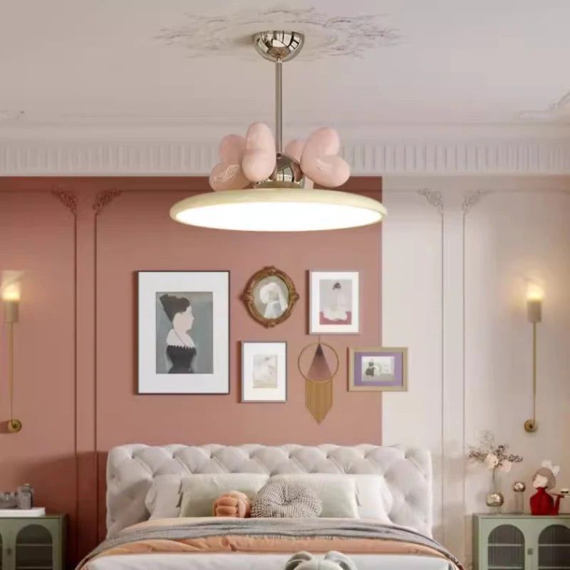 Elegant Princess Room Bow Chandelier Light for Girls Bedroom - Whimsical Crystal Ceiling Lighting Fixture for Kids Room Decor, Birthday Party & Nursery Design