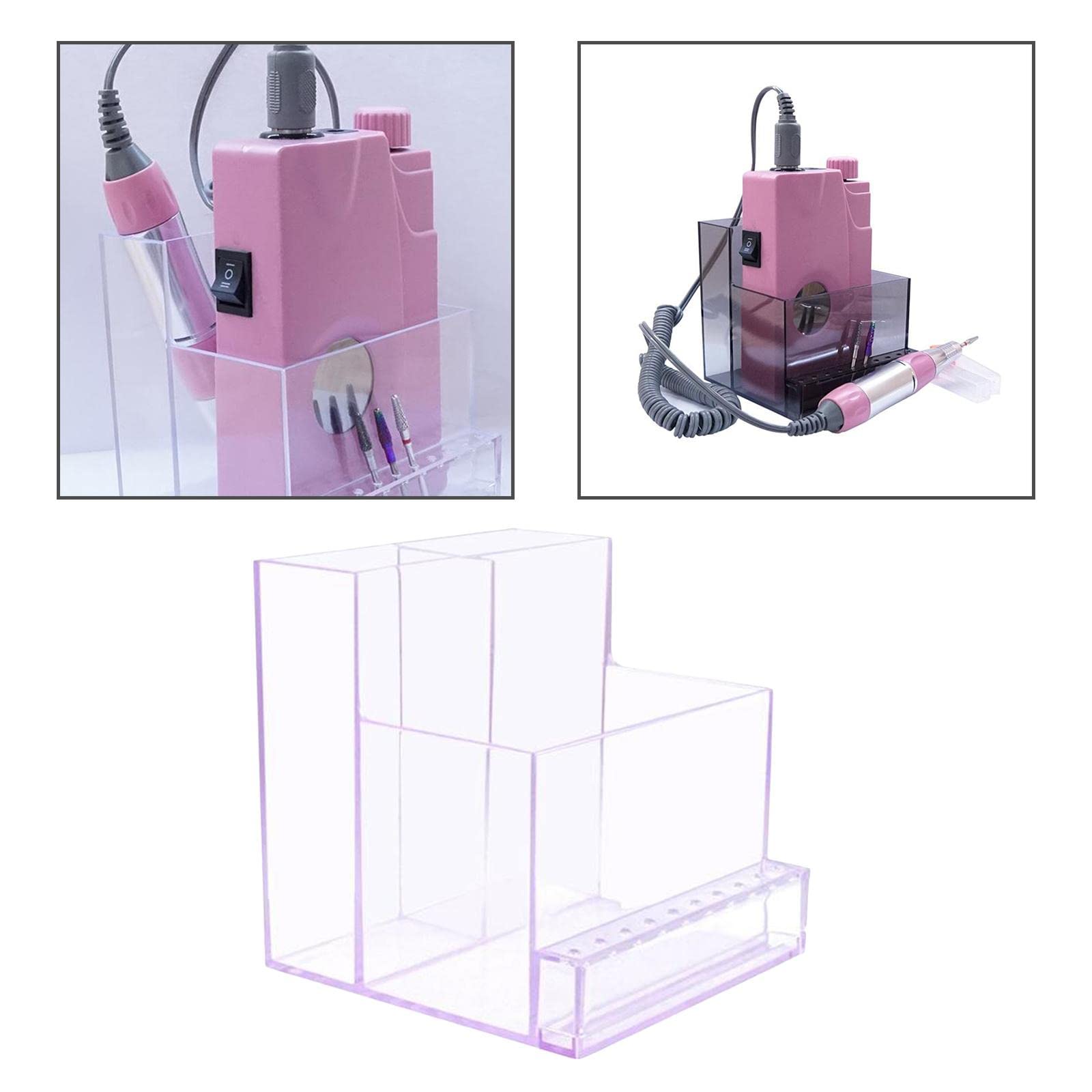 LOSA 3 Row 10 Hole Nail Drill Bit Holder - Clear Purple Acrylic Manicure Tool Organizer for Nail Salon & Home Nail Art Storage | Perfect for Nail Technicians & DIY Enthusiasts