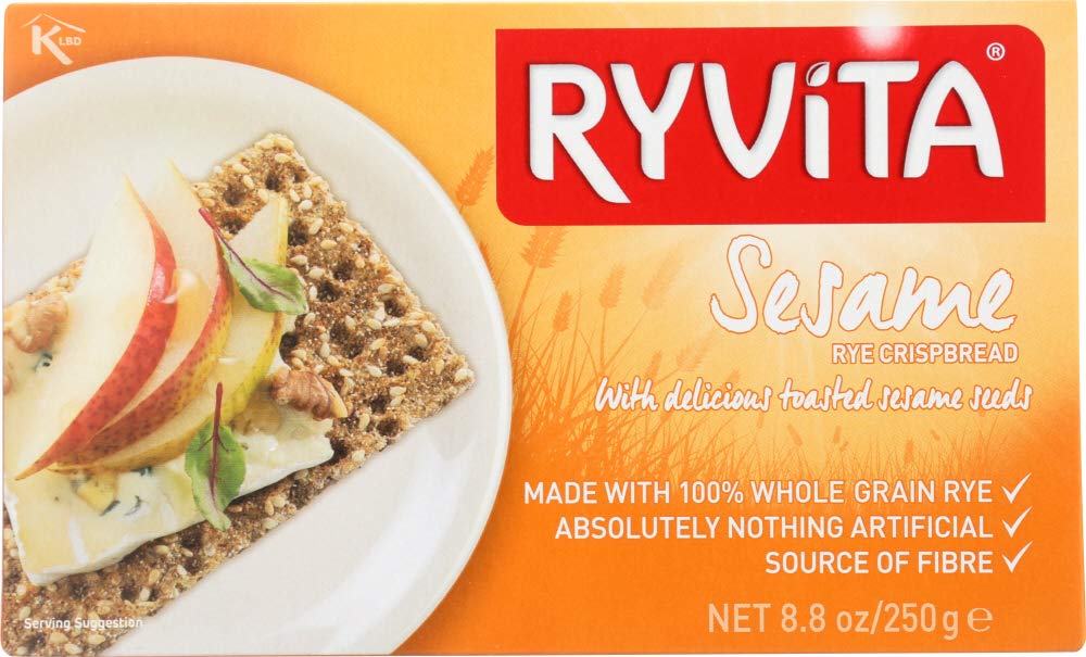 Ryvita Whole Grain Rye Crispbread with Sesame - Healthy Snack, 8.8-Oz Box (10-Pack) - Perfect for Keto Diet, Weight Loss & Office Snacking