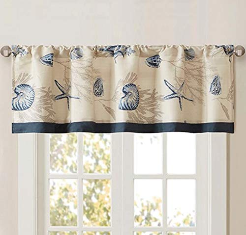 BLACK FOREST DECOR Blue Beach Valance - Coastal Bedroom Curtain for Seaside Home Decor, Perfect for Beach House, Vacation Rental & Ocean-Themed Rooms